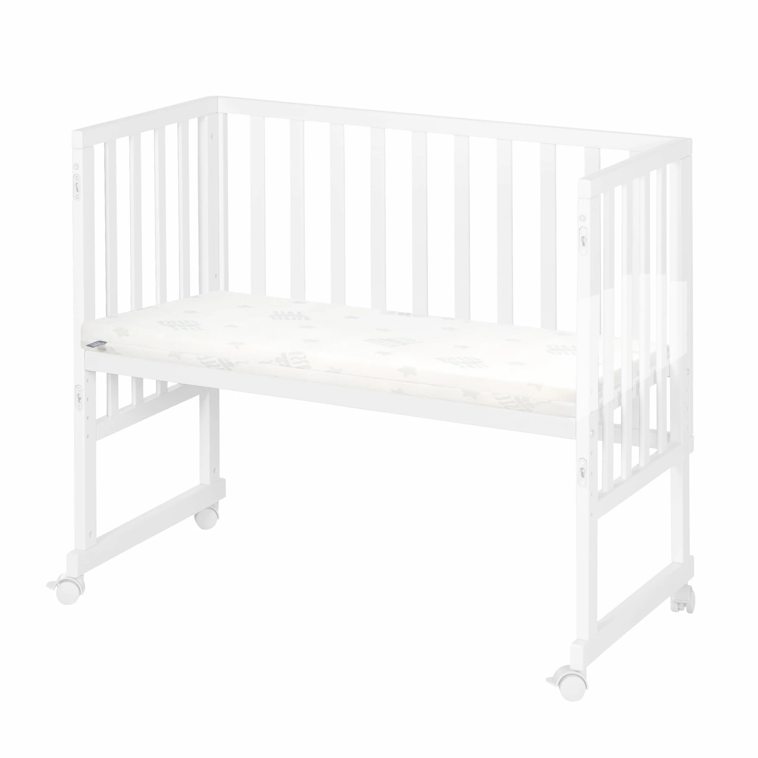 roba Łóżeczko pokojowe i przyścienna kołyska safe asleep 3 w 1-45 x 90 cm - Regulowana wysokość - Zestaw łóżeczka dla niemowląt - Drewno w kolorze białym