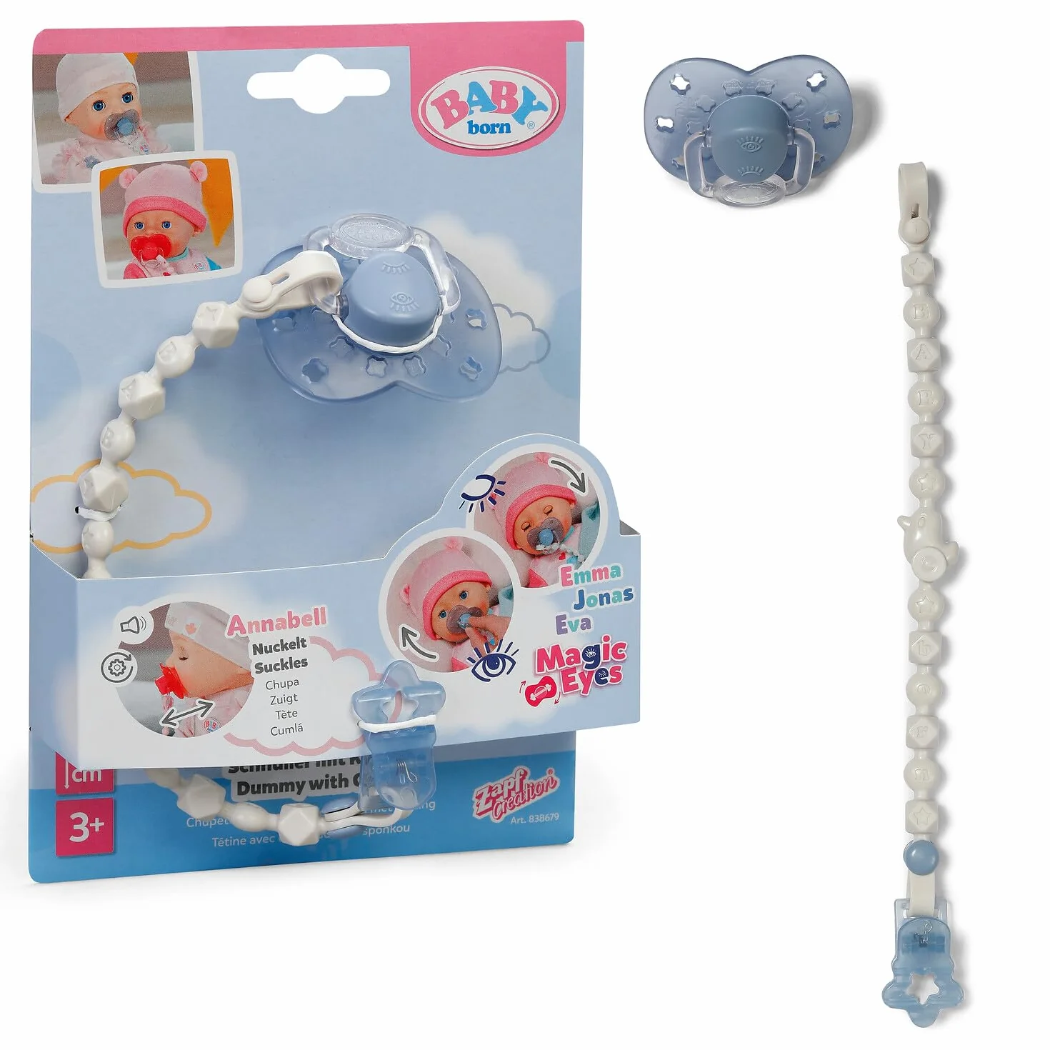 BABY born Magiczny smoczek z klipsem, 2-krotnie sortowany, dla lalek funkcyjnych 43 cm, 838679 Zapf Creation