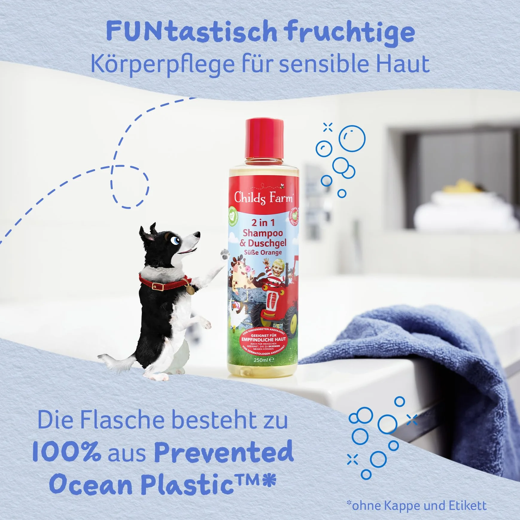 Childs Farm Szampon i żel pod prysznic dla dzieci 2 w 1 250 ml | bio słodka pomarańcza | delikatnie czyści | nadaje się do skóry suchej, wrażliwej i skłonnej do atopowego zapalenia skóry