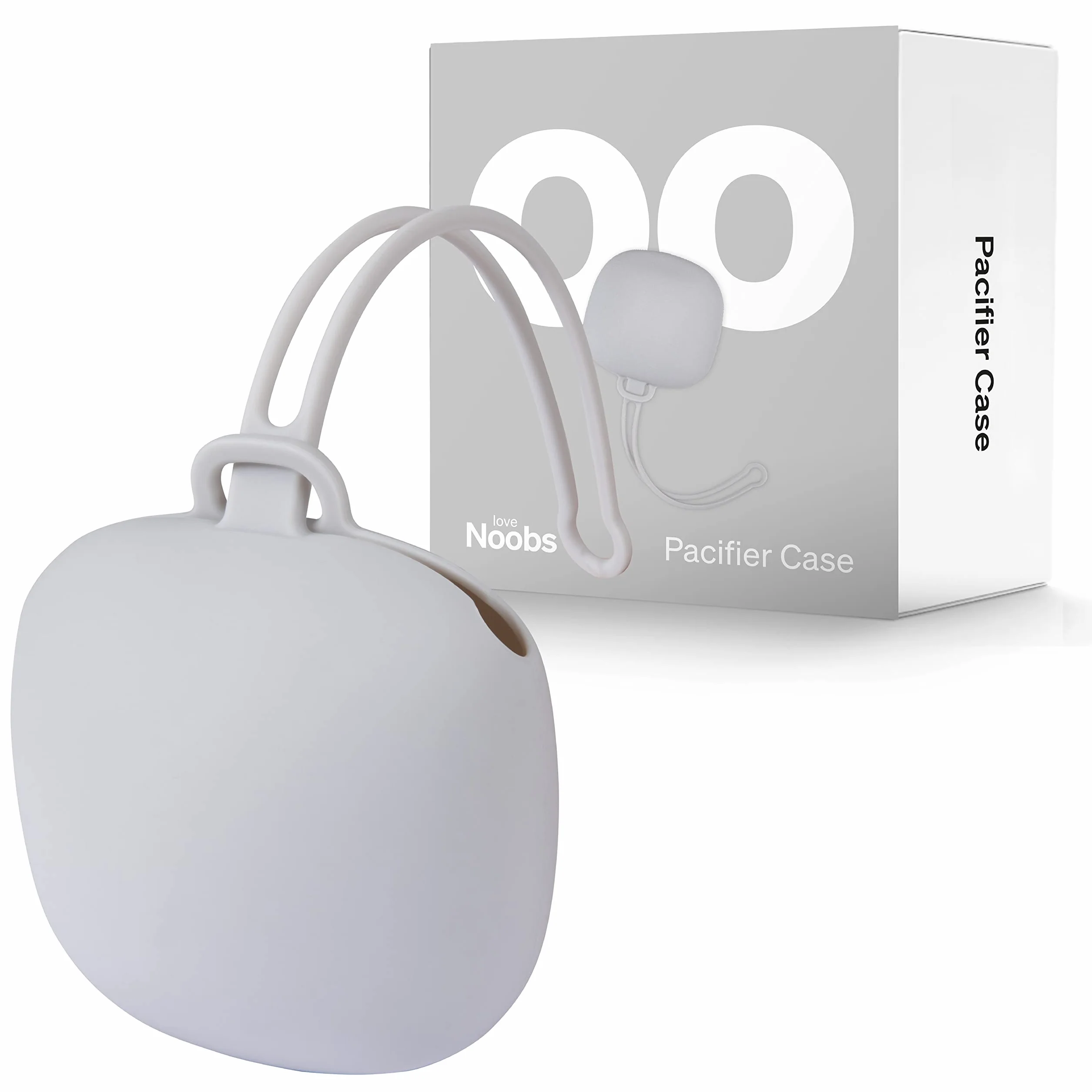 Love Noobs Pacifier Holder, Baby Pacifier Case, Silicone Soother Holder, Grey