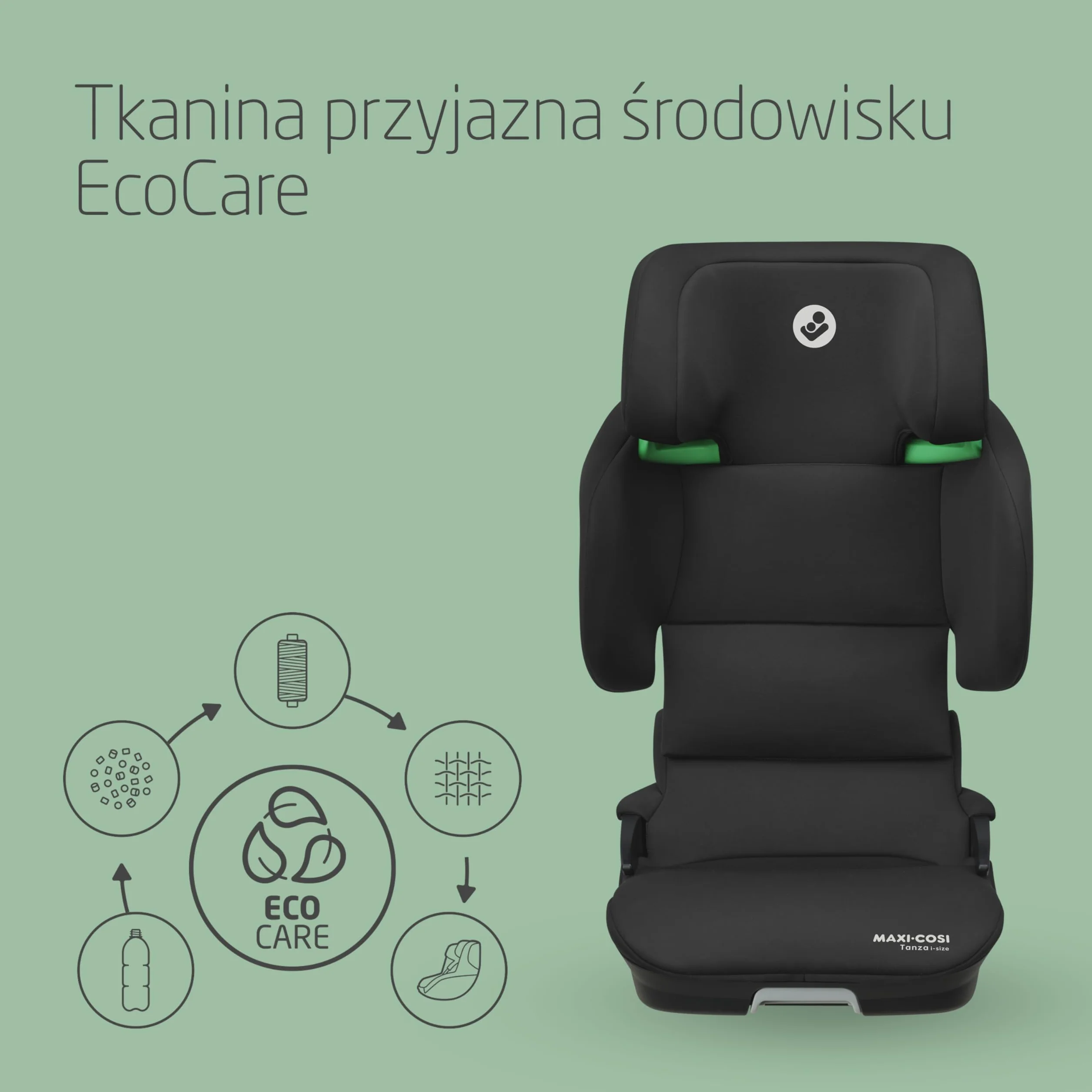 Maxi-Cosi Tanza i-Size, Fotelik booster z wysokim oparciem, 3,5–12 lat, 100–150 cm, Składany fotelik, 10 ustawień zagłówka, System ochrony bocznej G-CELL, Fotelik samochodowy isofix, Full Black