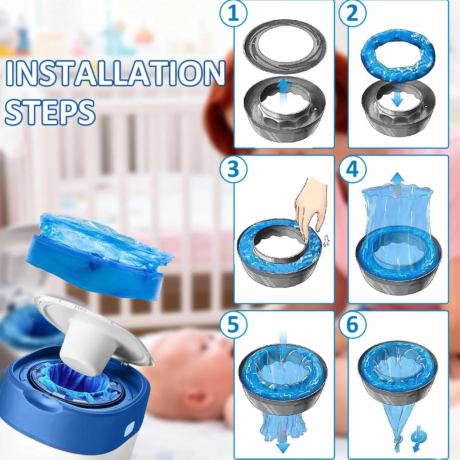 Wkłady do Kosza na Pieluchy Tommee Tippee LitterLocker Twist & Click Angelcare 12 sztuk 4,5 m