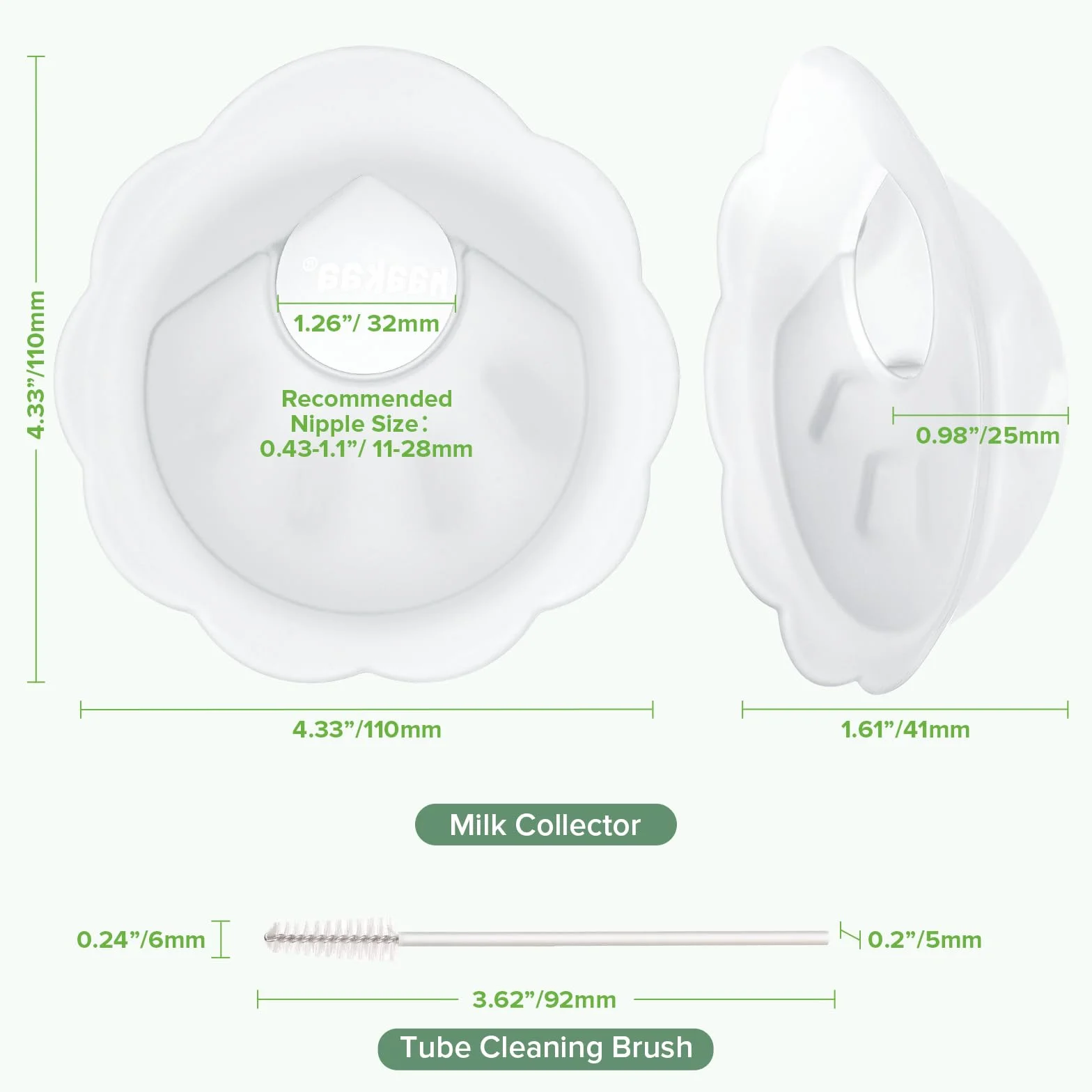 haakaa Petal Soft silikonowy pojemnik na mleko - dyskretny, szczelny pojemnik na mleko matki, wielokrotnego użytku, kubek na mleko do karmienia piersią, ze szczotką do czyszczenia, 1 sztuka