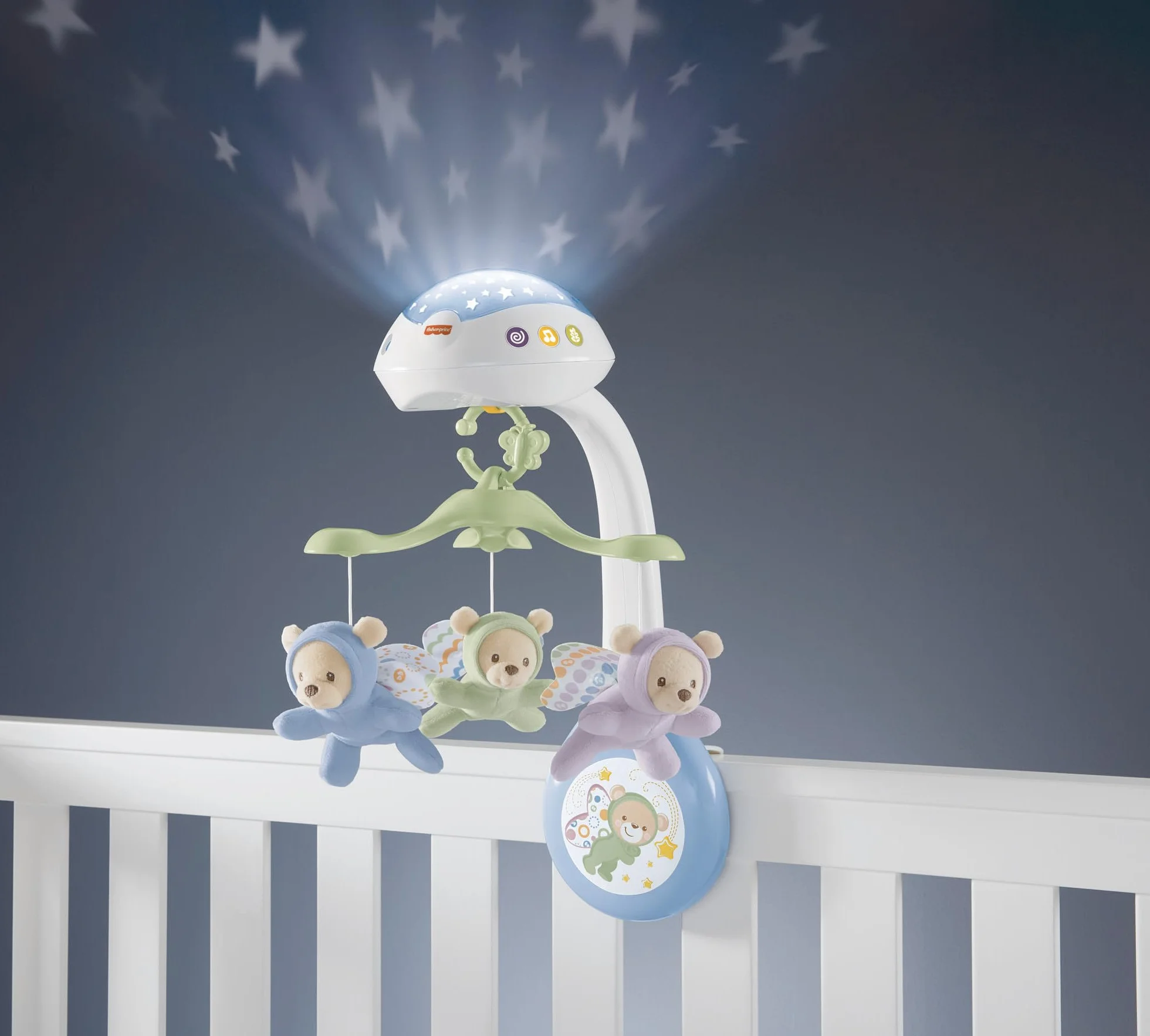 Fisher-Price Karuzela z misiami 3 w 1 z dźwiękami i pokazem światełek, dla dzieci od narodzin​, CDN41