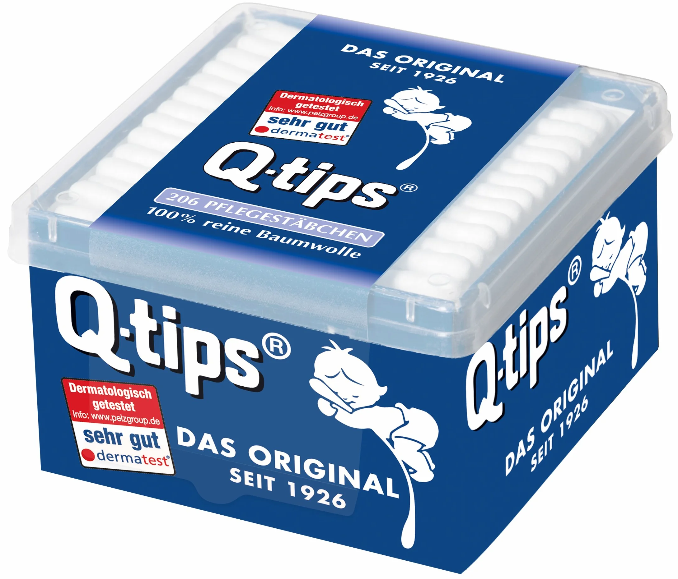 Q-tips pałeczki do pielęgnacji, pudełko w kostkę, 12 x 206 sztuk