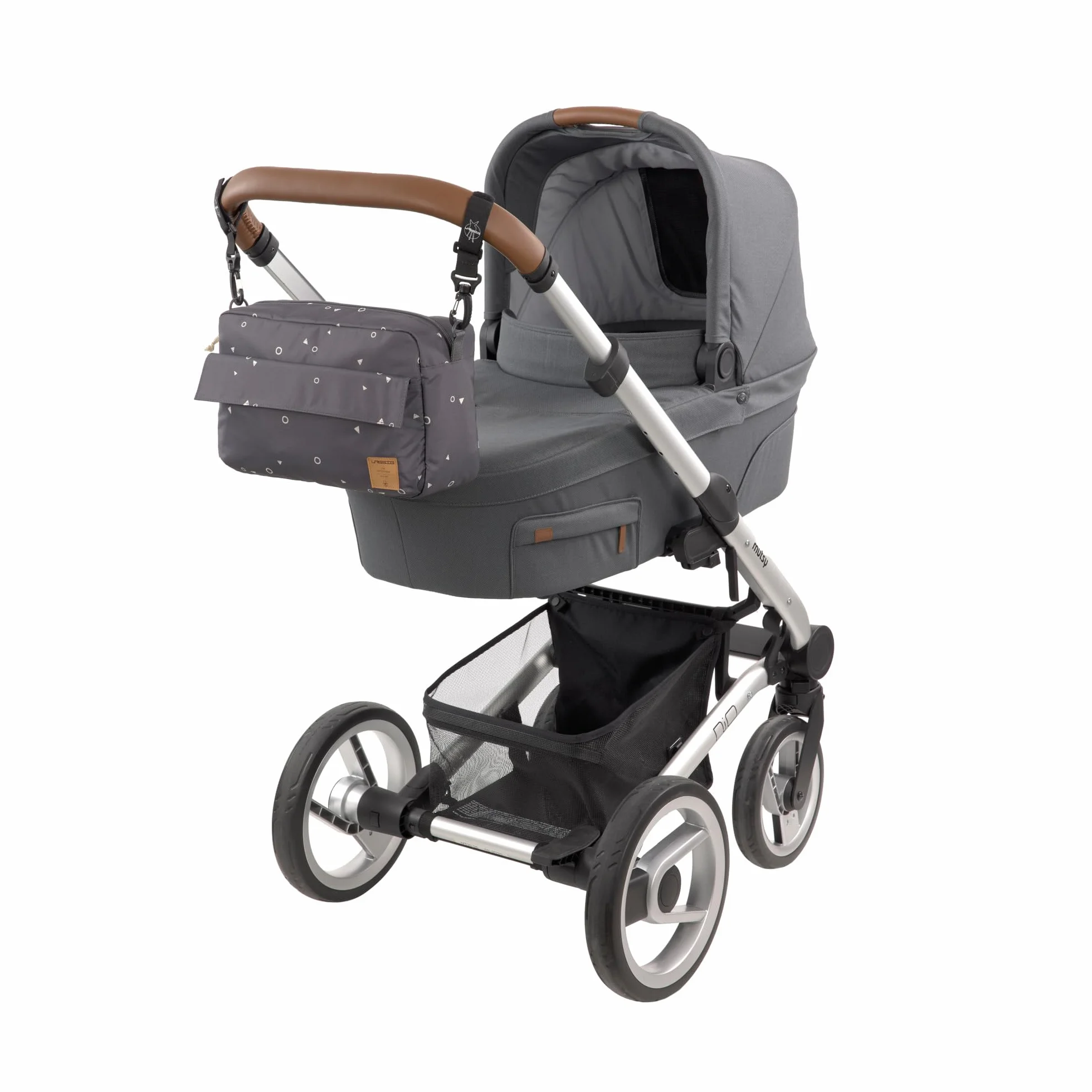 LÄSSIG Organizer do wózka dziecięcego, torba na ramię, torba do wózka dziecięcego, w zestawie z mocowaniem do wózka dziecięcego/Casual Buggy Organizer Bag Blocks antracyt