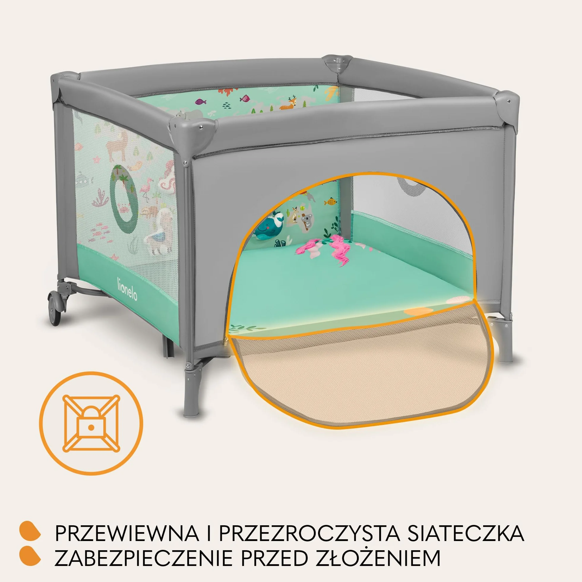 LIONELO MILLE Łóżeczko 2 w 1 Turystyczne Kojec dziecięcy 100x100cm do 15 kg 0-36 miesięcy