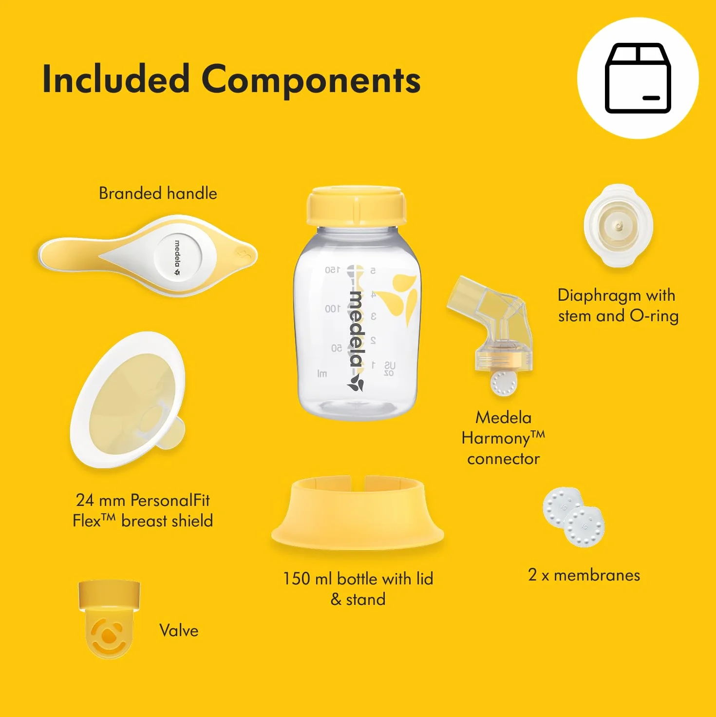 Medela Harmony Manual Breast Pump - Compact Swiss design featuring PersonalFit Flex shields and Medela 2-Phase Expression technology