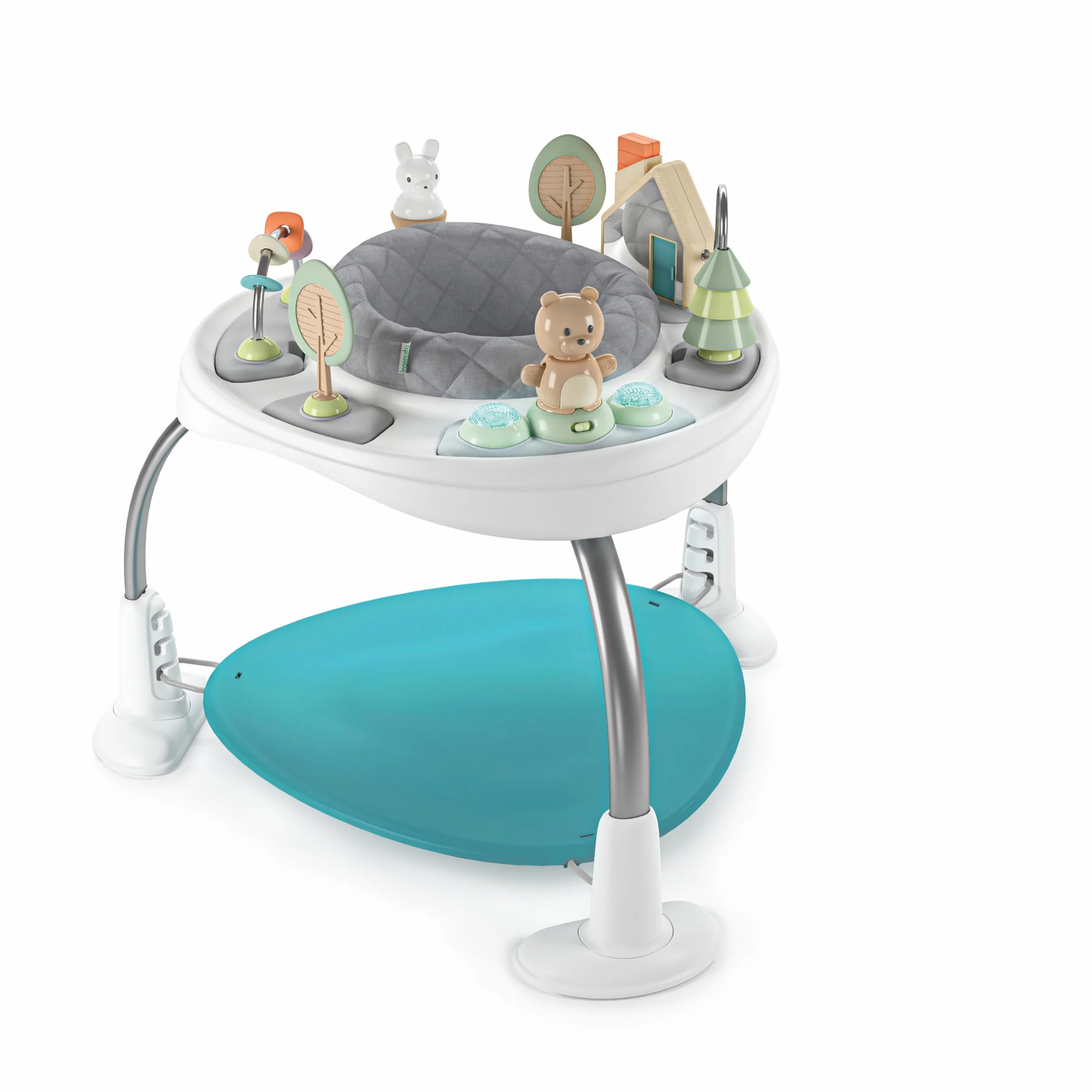 Ingenuity Spring & Sprout centrum aktywności 2 w 1 First Forest stół do gier z poduszką do skoków światła dźwięki 11 aktywności od 6 miesięcy