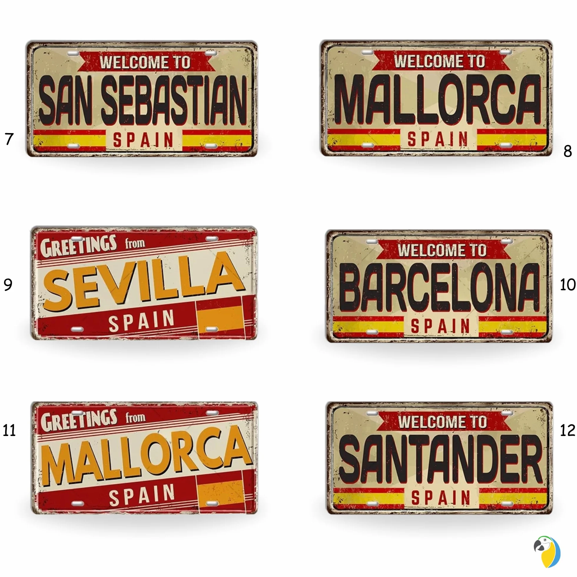 Hiszpańska Tablica Rejestracyjna Metalowa Vintage Dekoracja Ścienna Barcelona