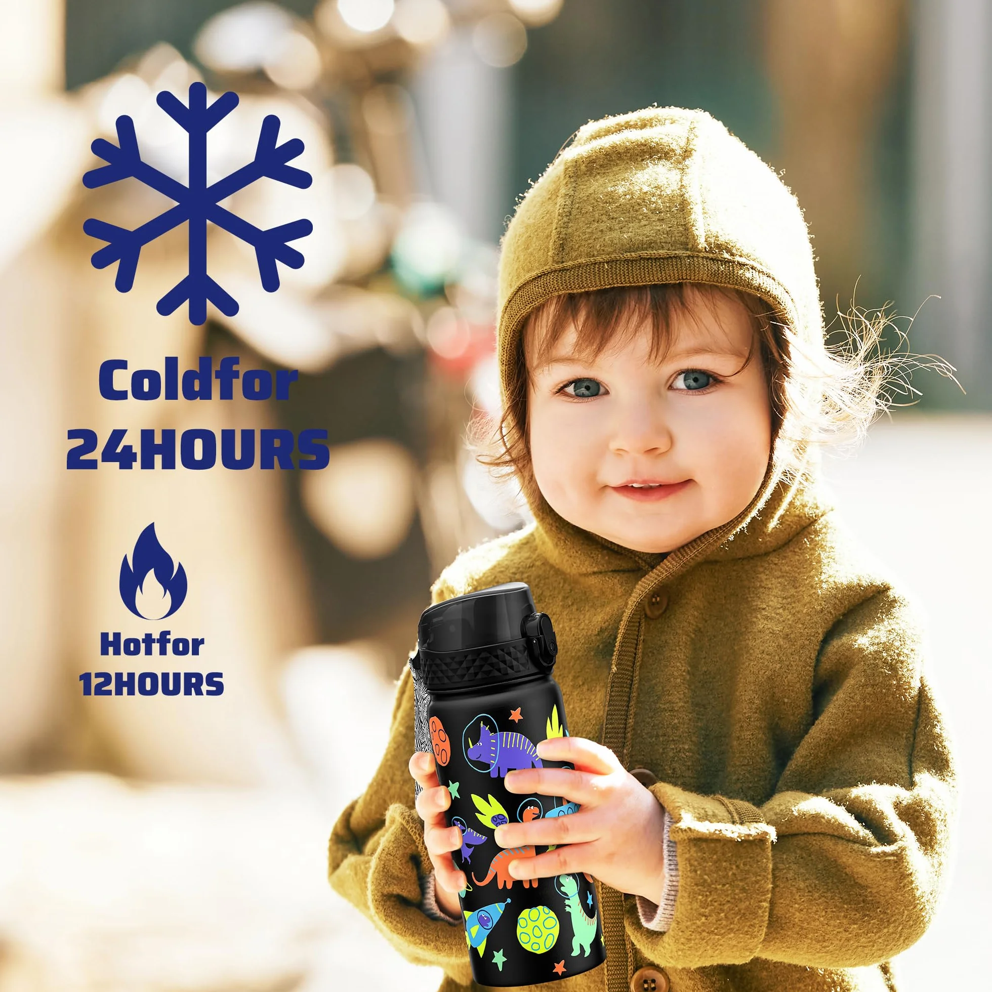 Goppus Izolowana butelka na napoje dla dzieci 550 ml ze stali nierdzewnej podwójne ścianki ze słomką