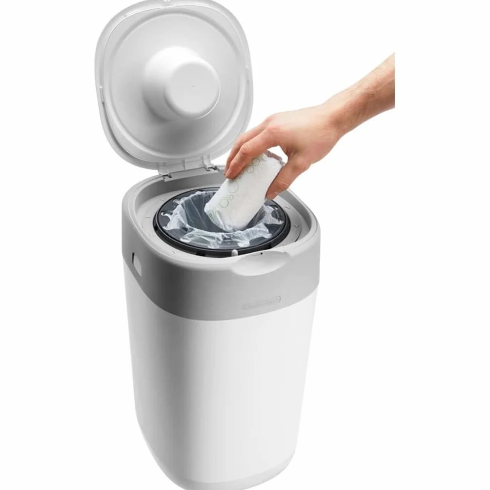 Tommee Tippee Twist and Click Advanced Nappy Bin Starter Set, Eco-Friendlier System with 6x Refill Cassettes with Sustainably Sourced Antibacterial GREENFILM, White