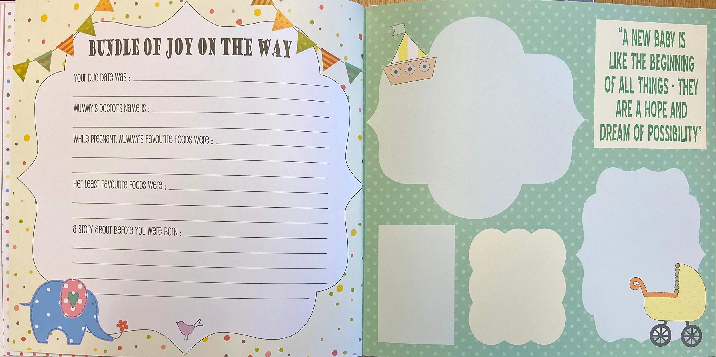 Baby's My First Year Recorord Log Book upamiętniający narodziny przez pierwszy rok na Ziemi - niebieski