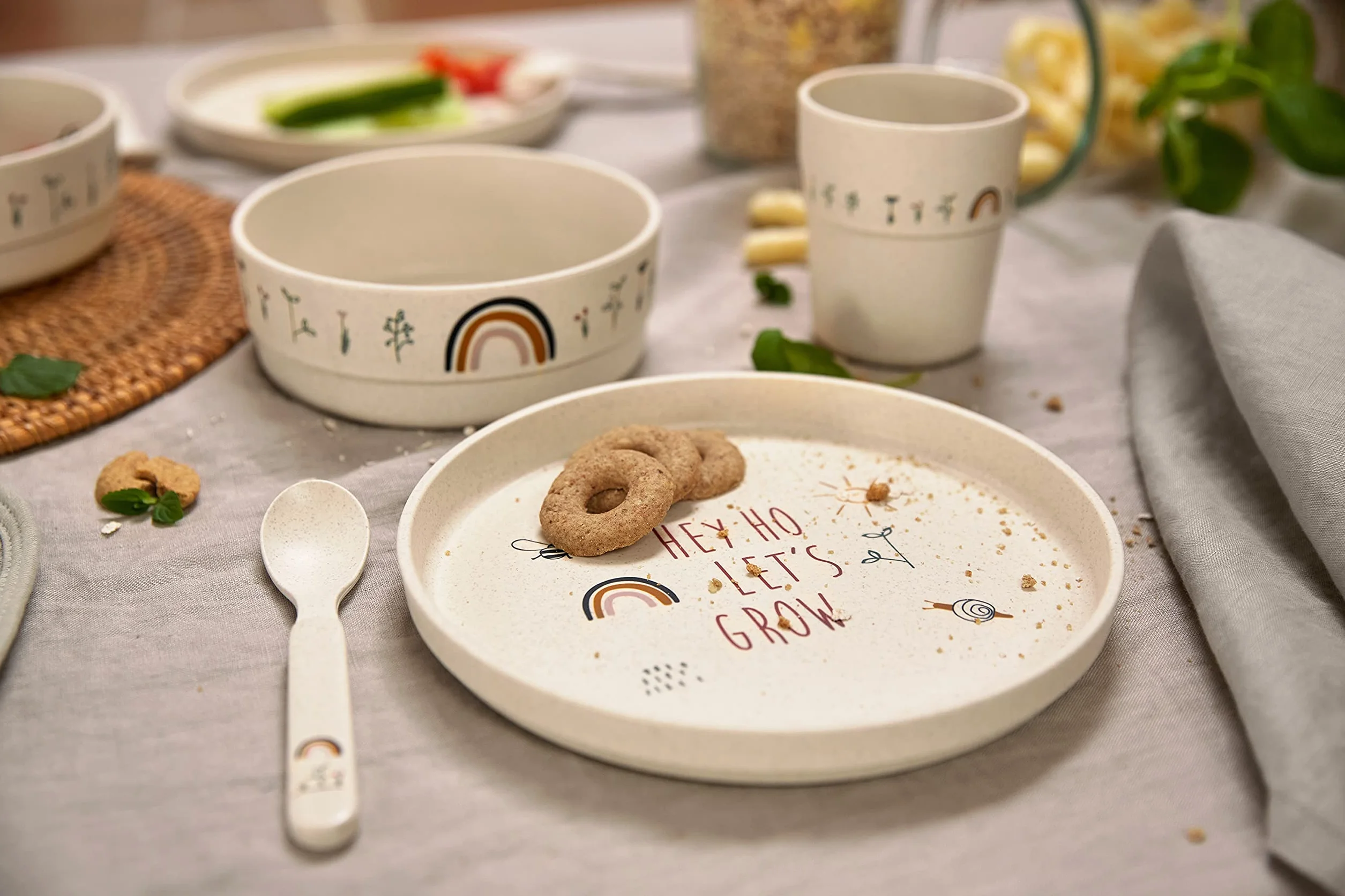 LÄSSIG Talerz dziecięcy bez, nie zawiera BPA, do zmywarki i kuchenki mikrofalowej/Plate Garden Explorer
