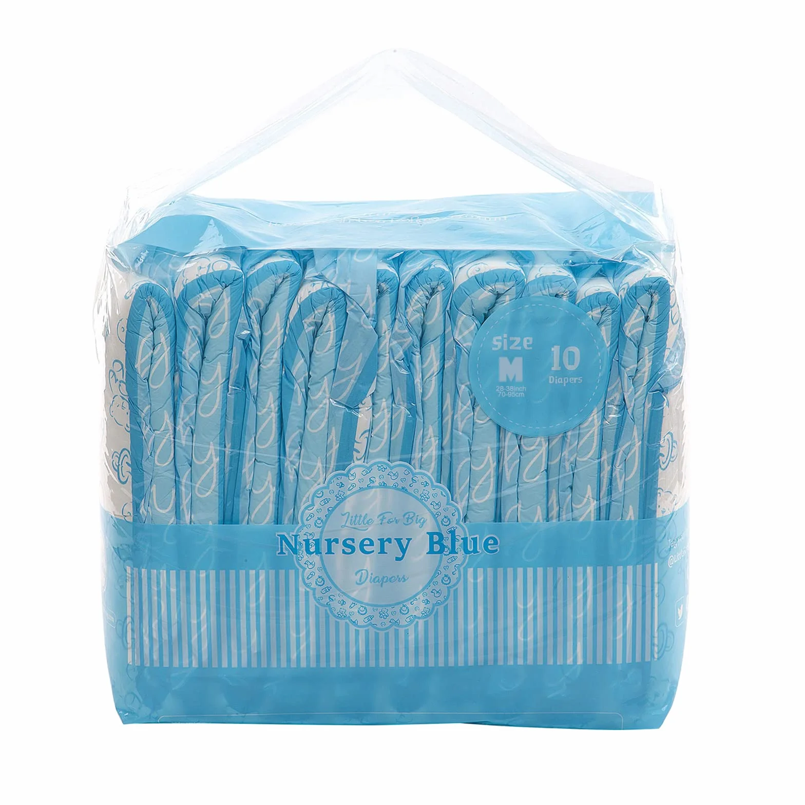 LittleForBig Drukowane Briefy pieluchy dla dorosłych Dorośli Baby miłośnik pieluszek ABDL 10 sztuki-Przedszkole Niebieski M
