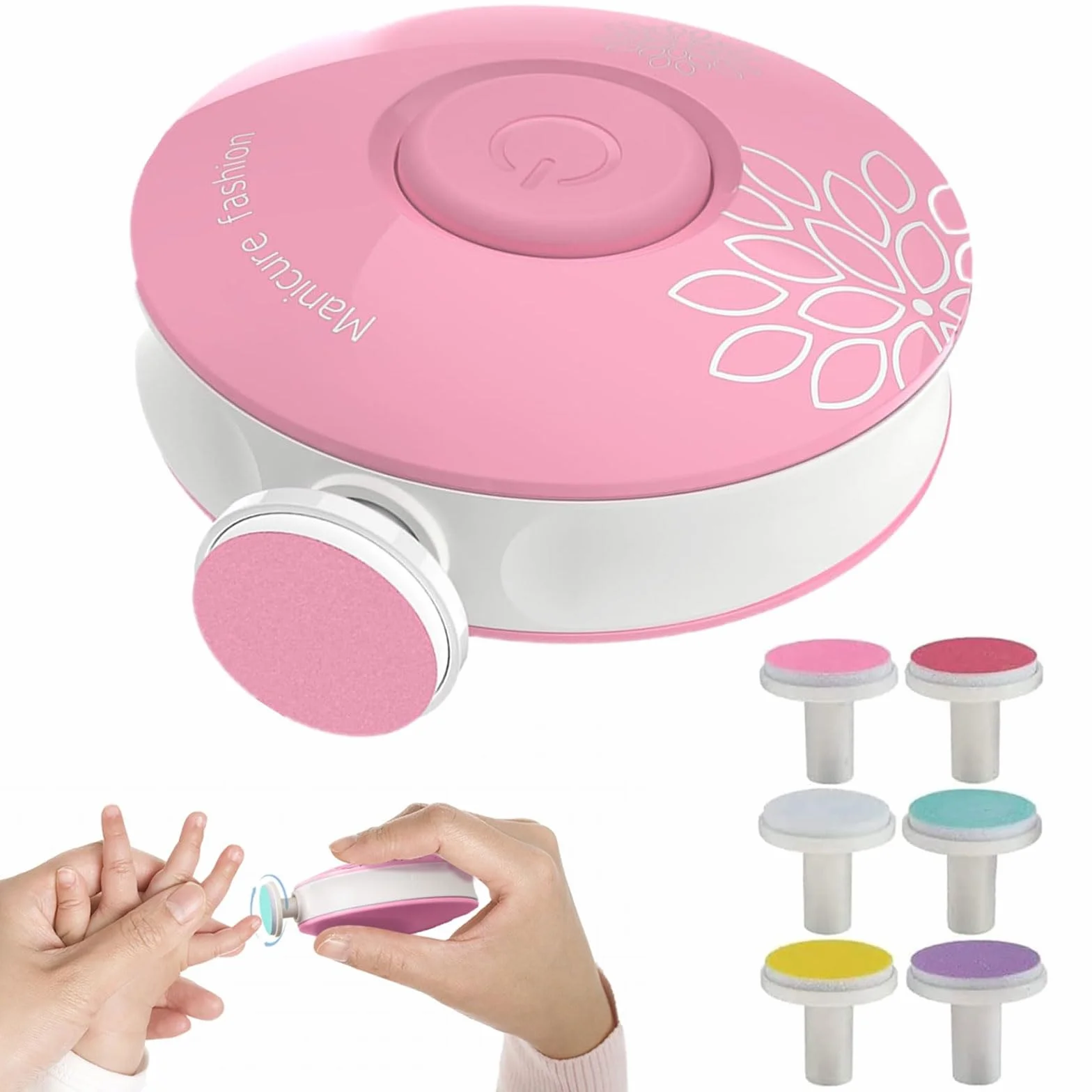 Elektryczny pilnik do paznokci dla dzieci, elektryczny pilnik do paznokci dla niemowląt, bezpieczny obcinacz do paznokci dla dzieci, zestaw do manicure dla dzieci, różowy