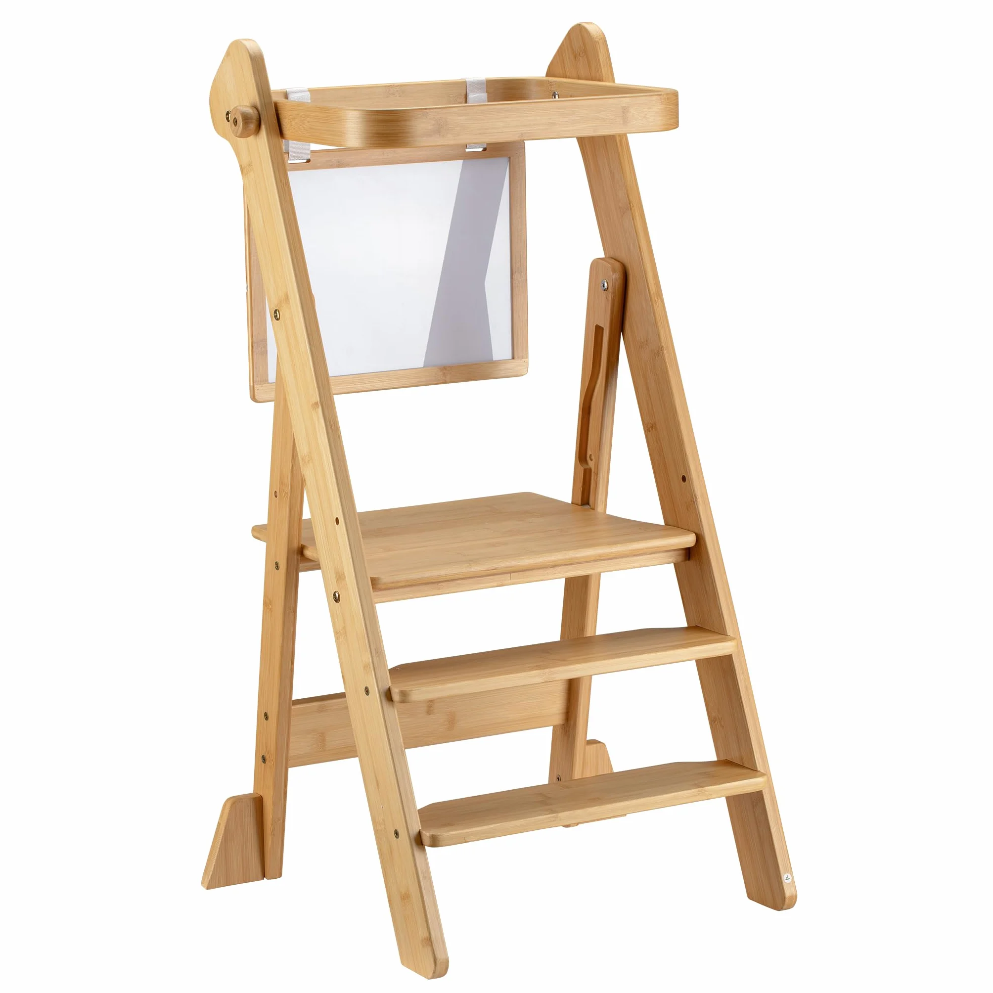 Wiltec wieża edukacyjna składana z bambusa 43x48x91 cm z regulacją wysokości