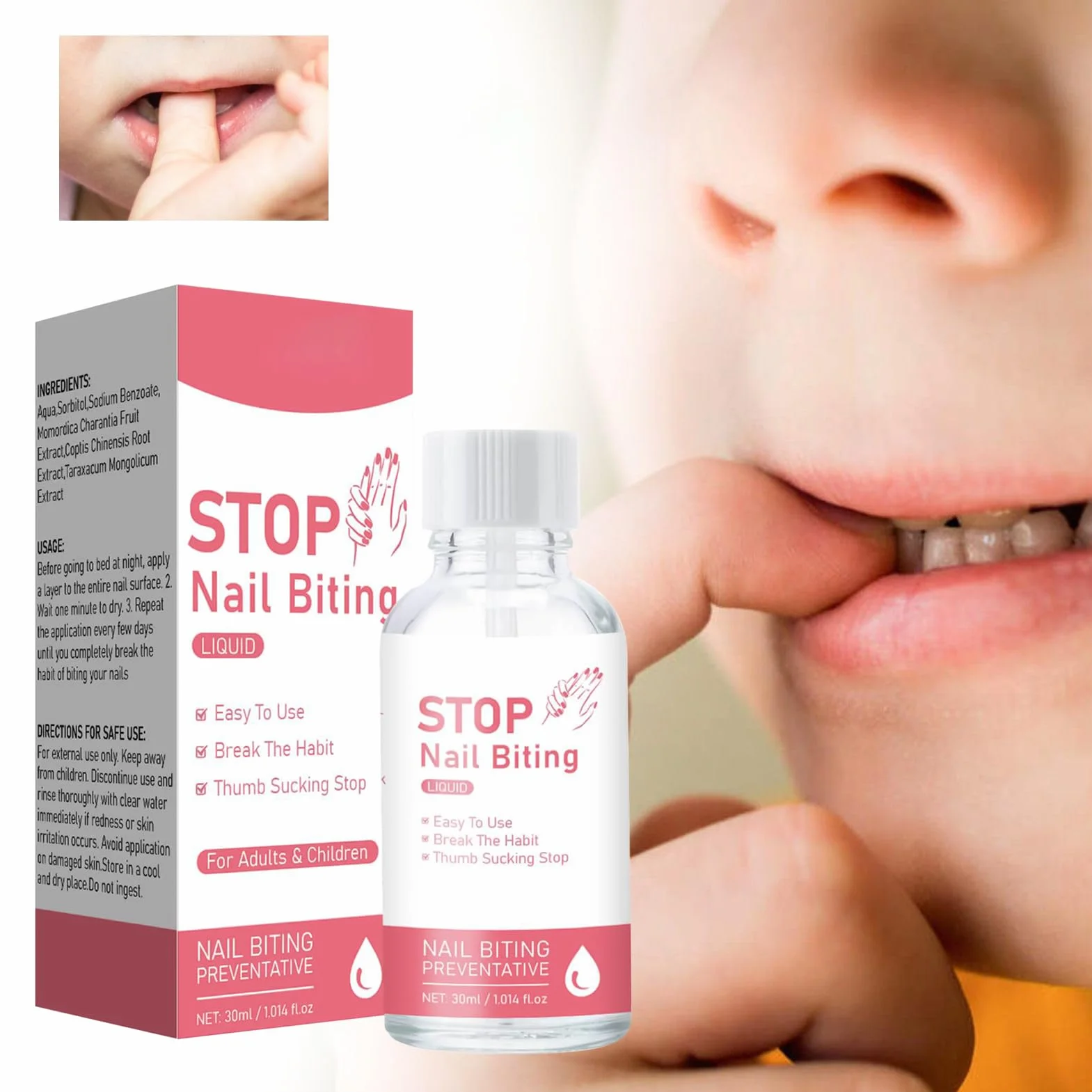 Kids Anti Nail Biting | Przenośny Lakier przeciw Ssaniu Kciuka,Bezpieczny Płyn Hamujący Ssanie Kciuka Wzmacniający Paznokcie Dla Niemowląt i Dorosłych