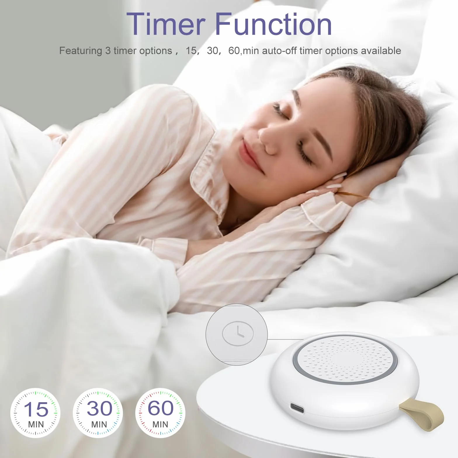 White Noise Machine dla niemowląt 24 dźwięki 3 jasności ciepła biel lampka nocna przenośna ładowana