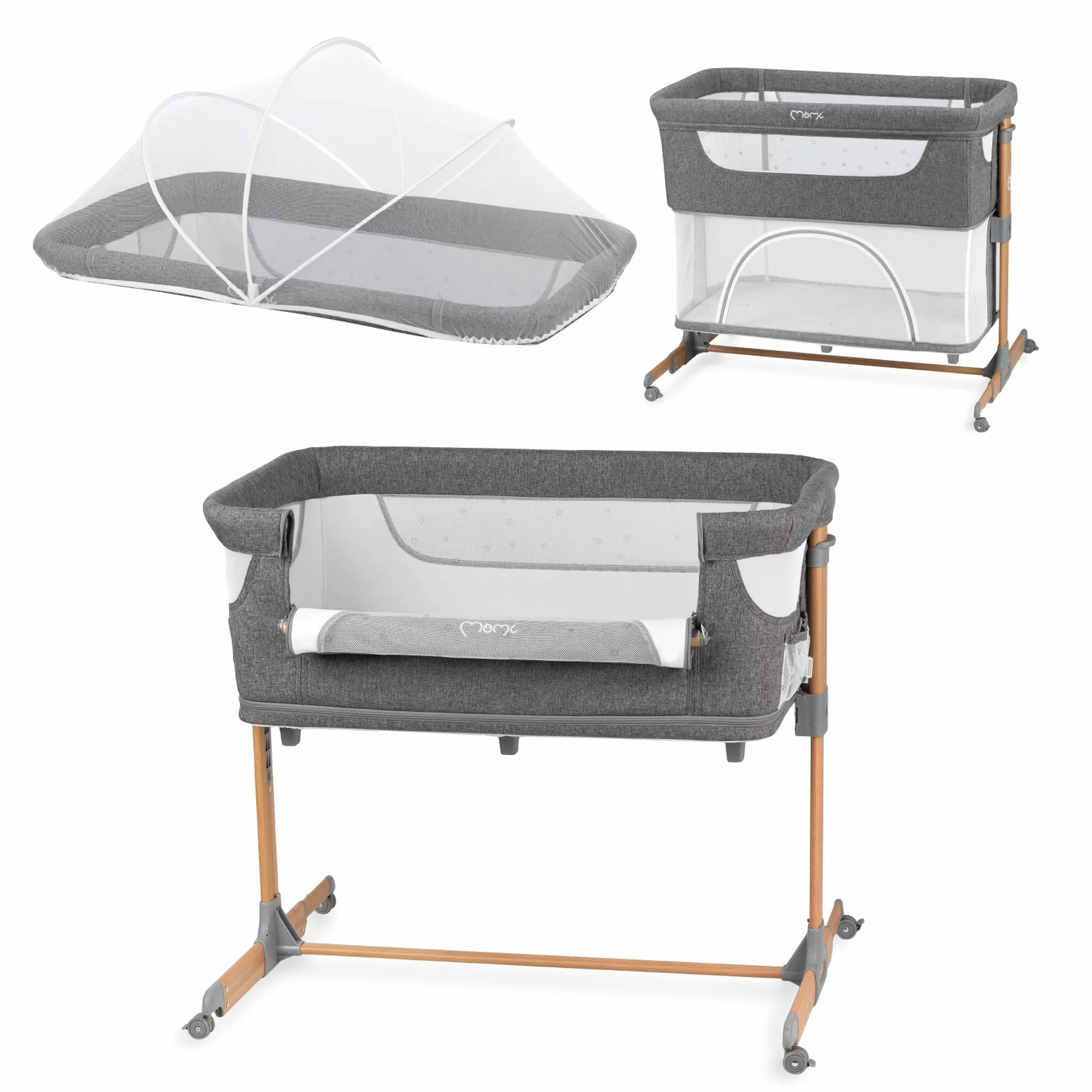 Momi SMART BED Łóżeczko, Szary, 55 x 95 cm