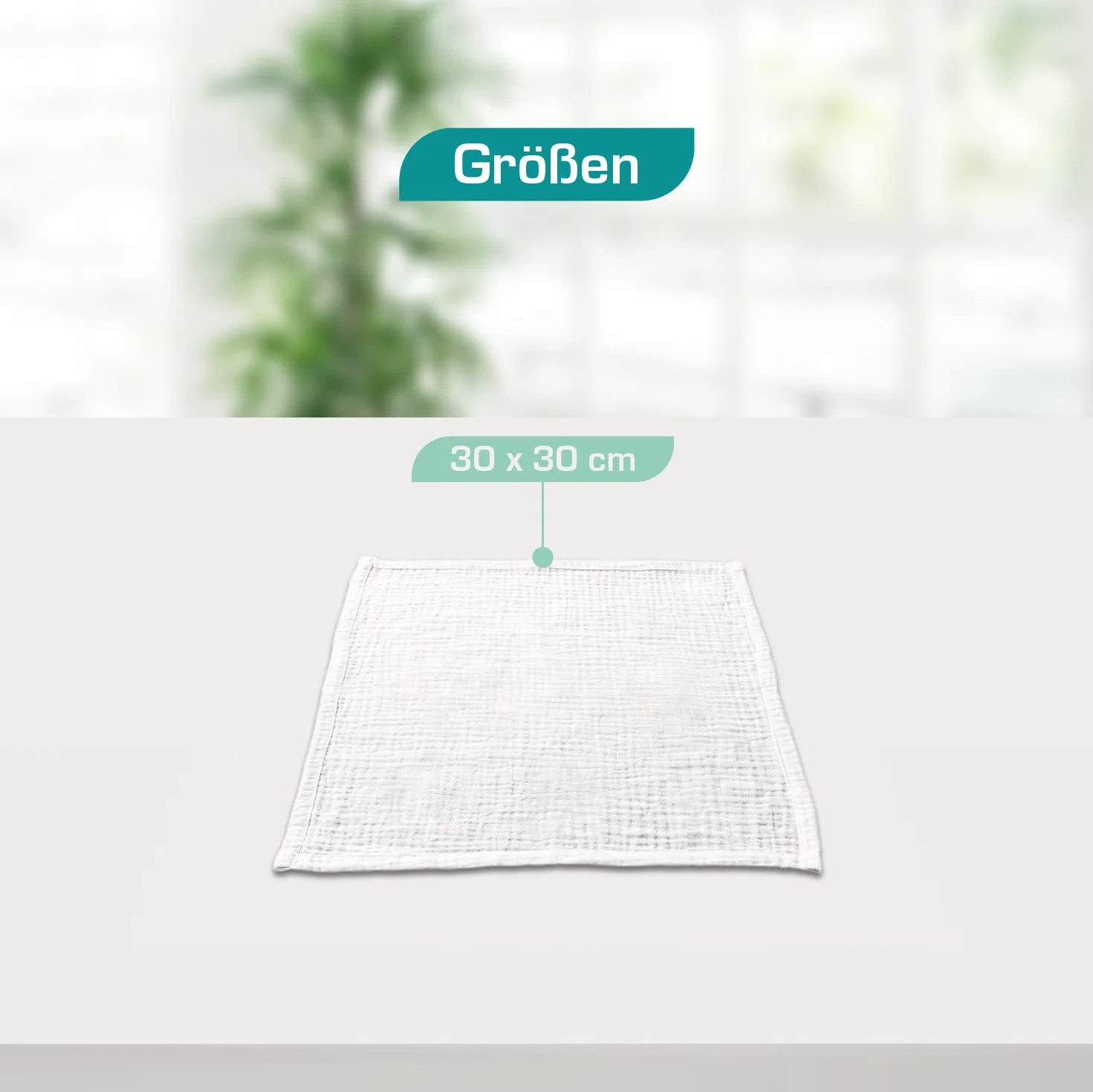 PLUMERI Myjki muślinowe 30x30 cm, 10 szt., Biały – 100% muślin bawełniany, OEKO-TEX, miękkie myjki i chusteczki, prezent na narodziny