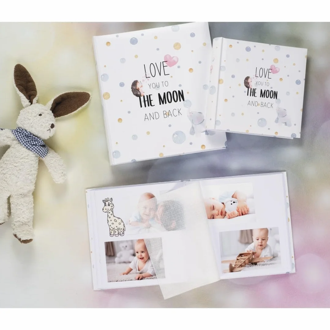 Hama Album dla niemowląt "To The Moon" (album fotograficzny dla niemowląt z 60 stronami dla dziewcząt i chłopców, fotoksiążka dla dzieci na ok. 300 zdjęć, album fotograficzny do samodzielnego