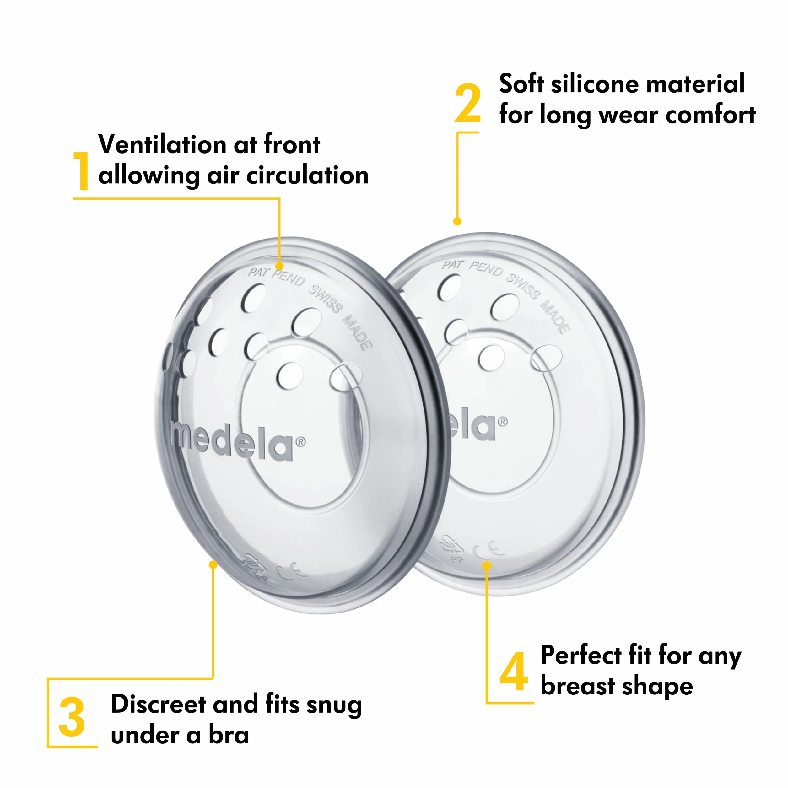 Medela Breast Shells - BPA-Free, Made from Soft Silicone, with Breathable Ventilation Holes, Includes 2 Shells