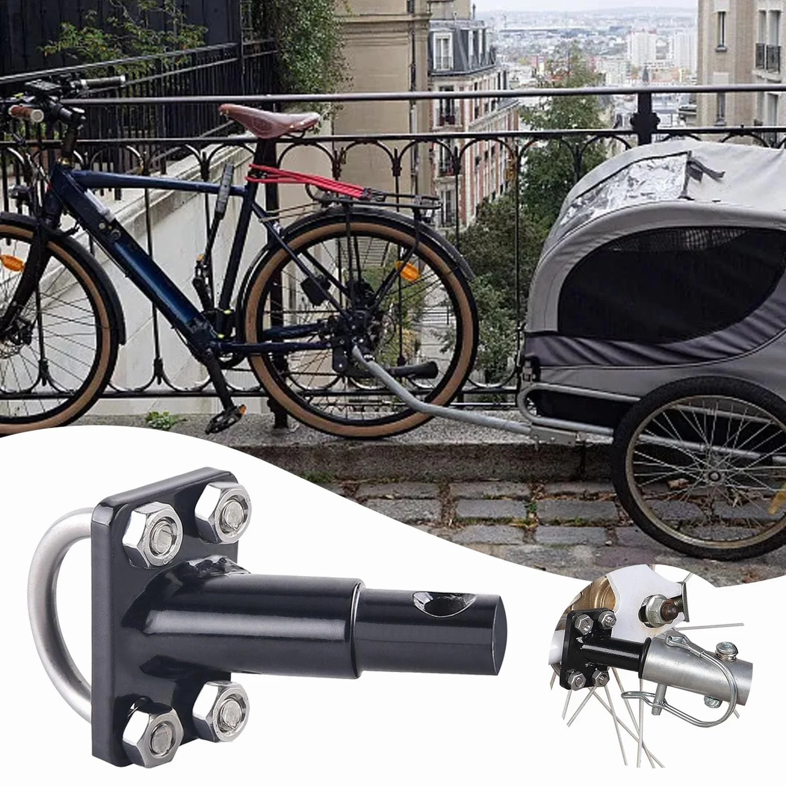 Sprzęgło do przyczepy rowerowej, hak holowniczy, szybkie sprzęgło do transportu