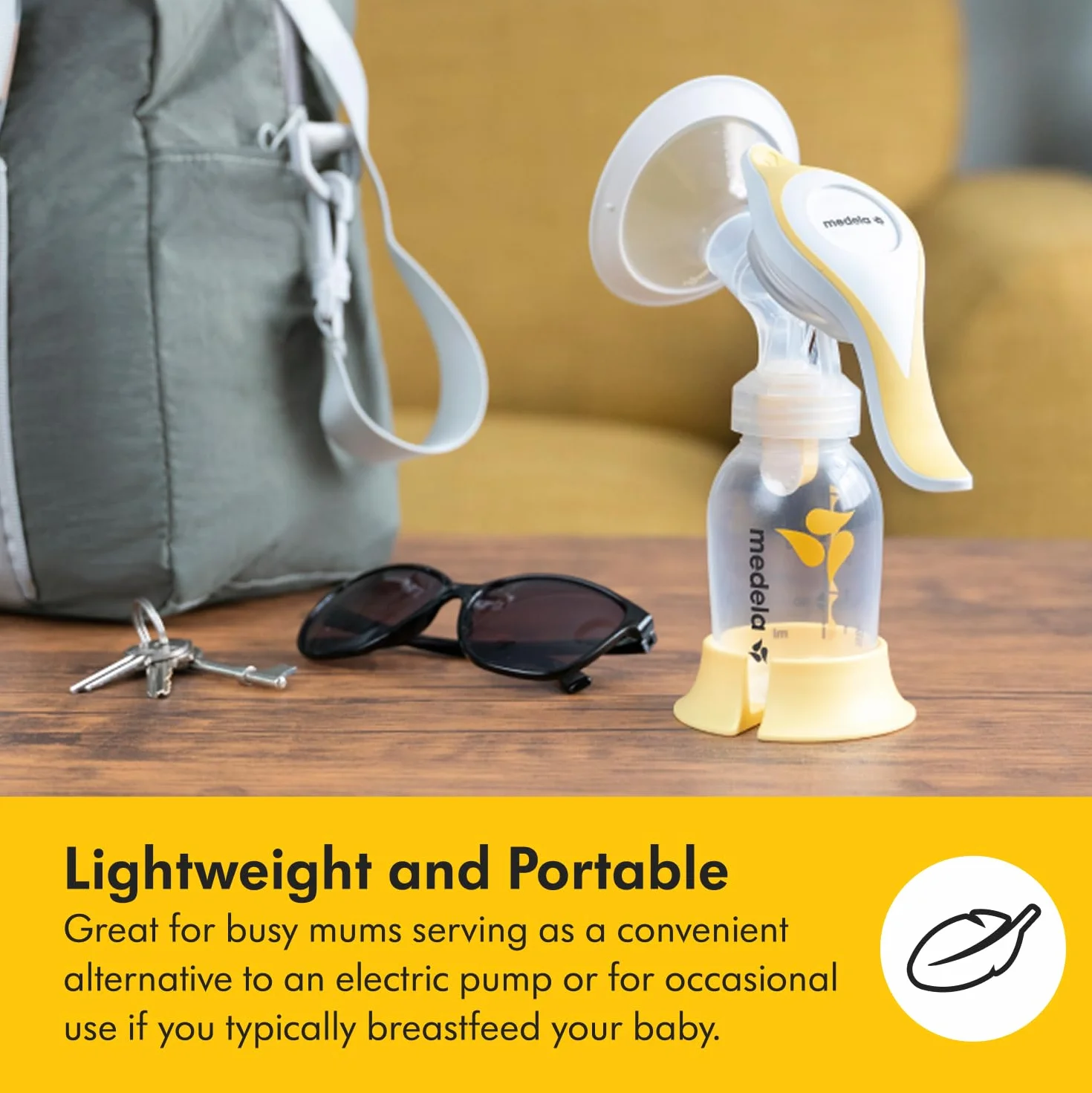 Medela Harmony Manual Breast Pump - Compact Swiss design featuring PersonalFit Flex shields and Medela 2-Phase Expression technology