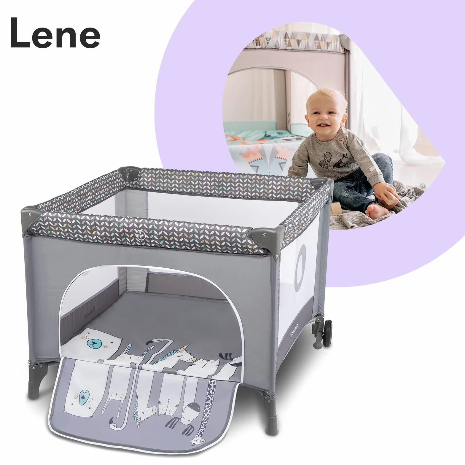 Lionelo Sofie Legowisko Dla Niemowląt, Łóżeczko Podróżne, Dla Niemowląt Od Urodzenia Do 15 Kg, Wejście Boczne, System Lockguard I Blokada Kół, Składana Torba