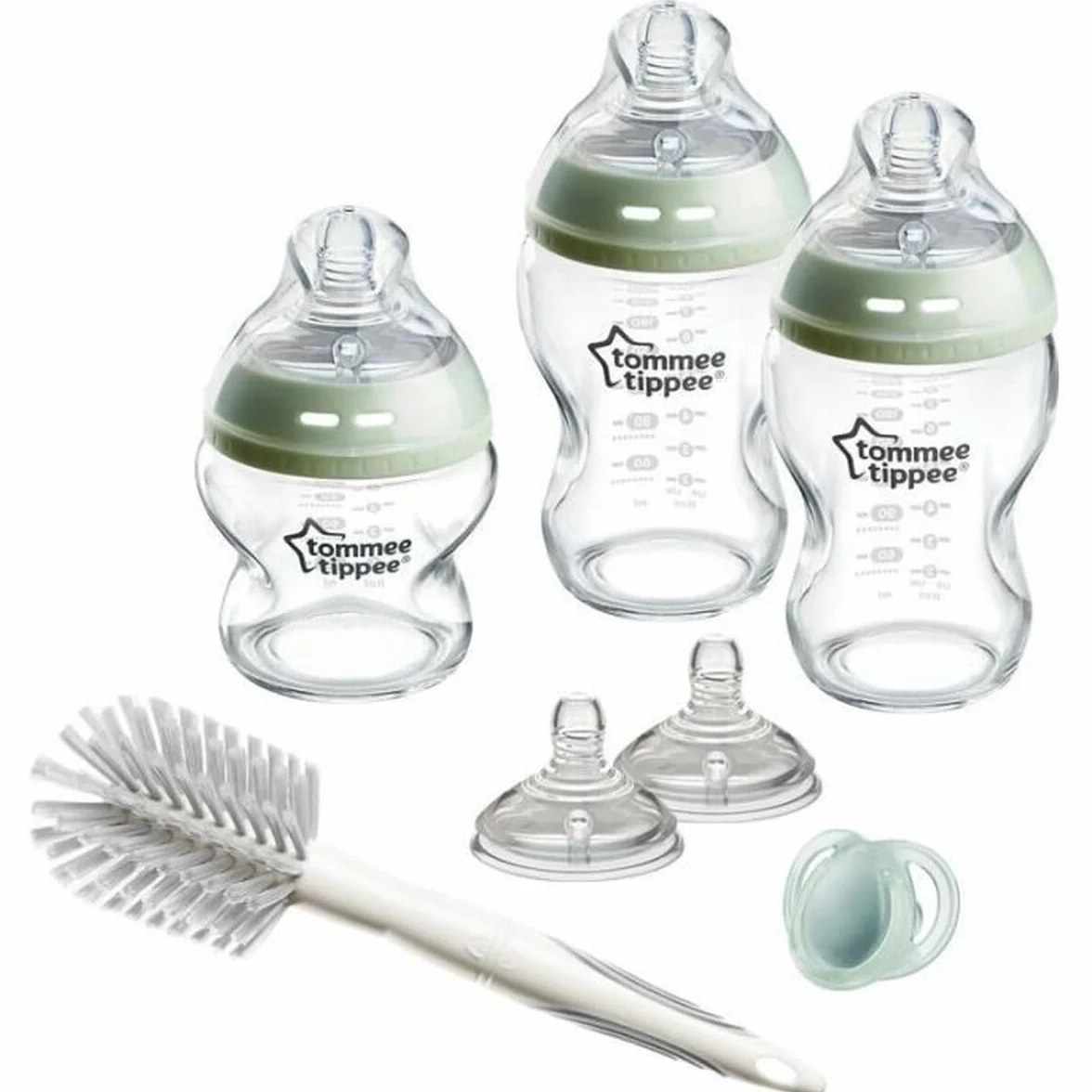 Tommee Tippee Zestaw startowy dla noworodków ze szkła naturalnego, butelki antykolkowe 150 ml i 250 ml, smoczki imitujące kształt piersi matki o średnim i powolnym przepływie, samosterylizacja