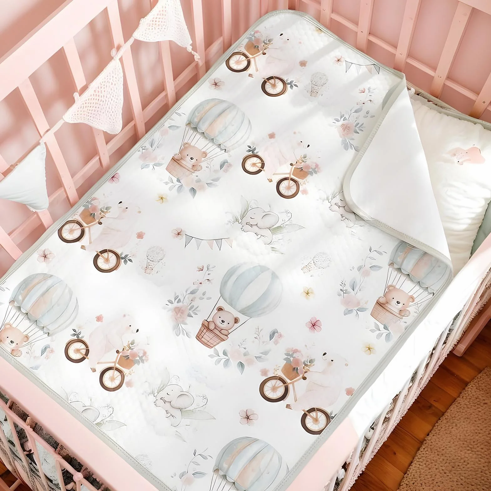 Waterproof Crib Mattress Protector 70x50cm Absorbent Bassinet Liner Sheet