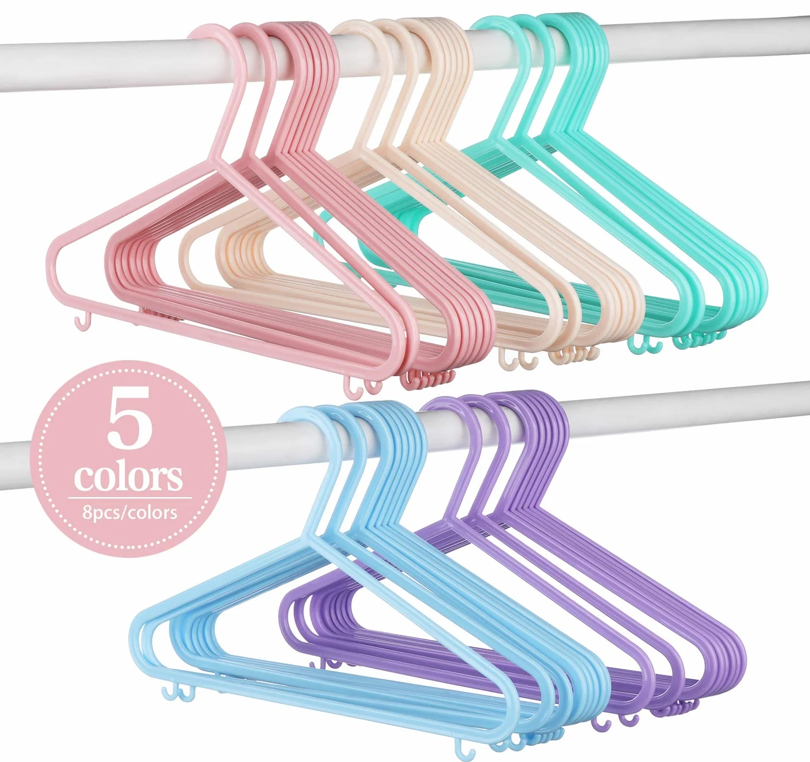 Kolorowe plastikowe wieszaki na ubrania dla dzieci ilauke 40 sztuk 28,5 cm x 17,5 cm