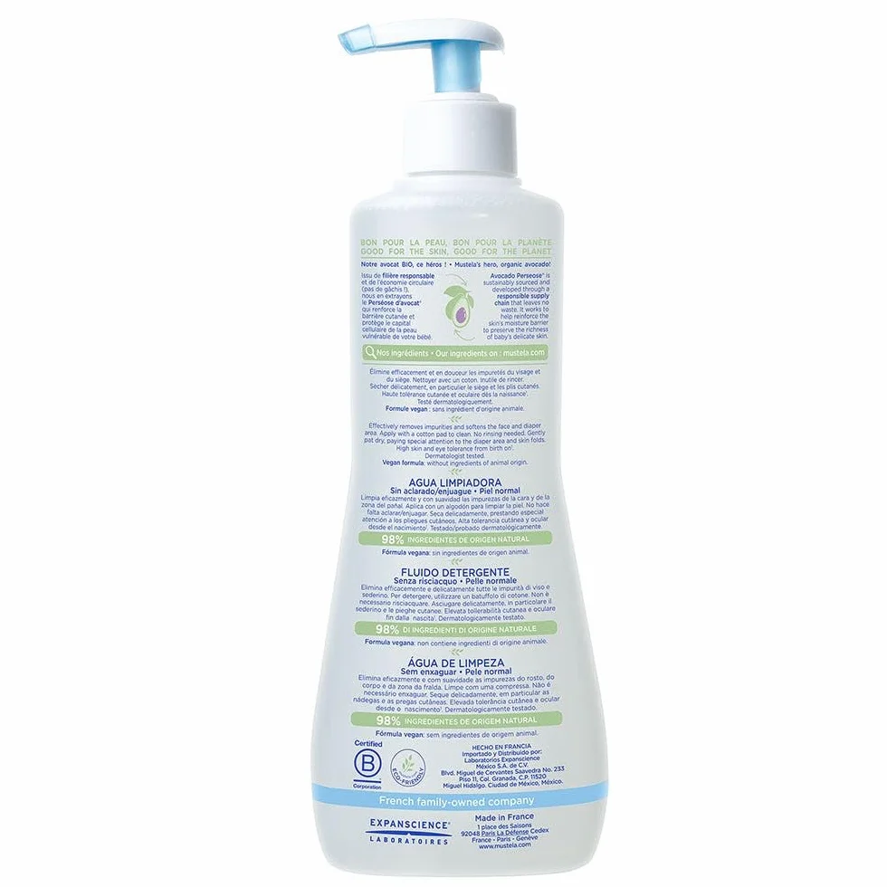 Mustela Baby Physiobébé Płyn do czyszczenia bez spłukiwania Butelka z pompką 500 ml