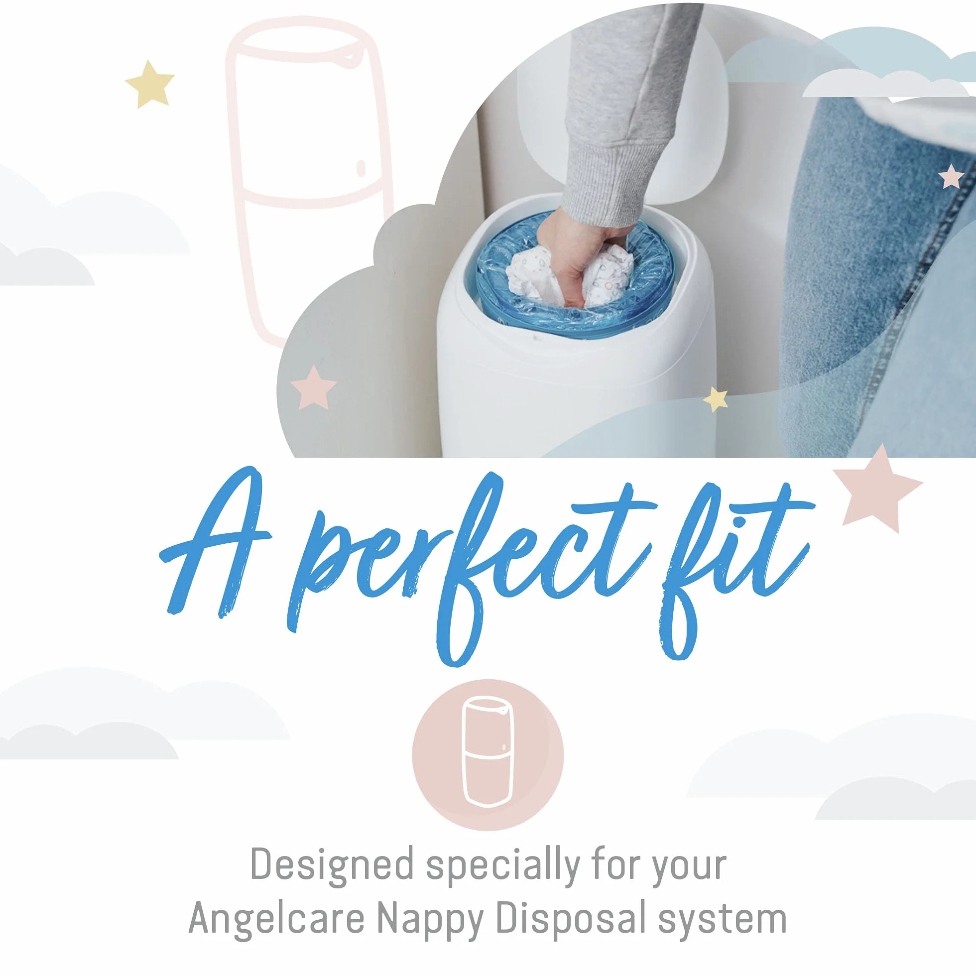 Angelcare Kasety uzupełniające system do usuwania pieluszek - 3 szt., niebieskie