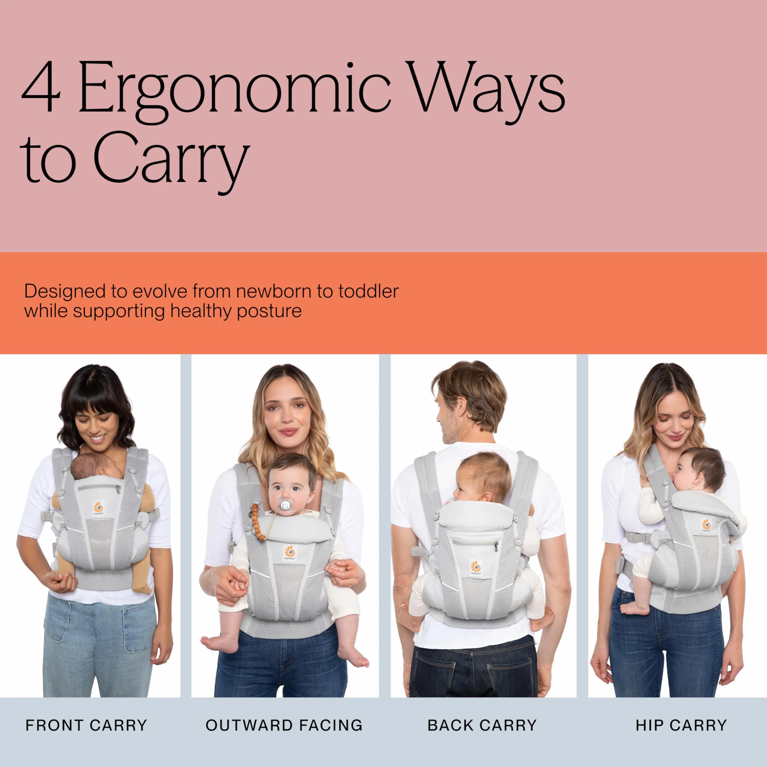 Ergobaby Omni Breeze Nosidełko dla noworodków 0-20 kg SoftFlex Mesh Ergonomiczne