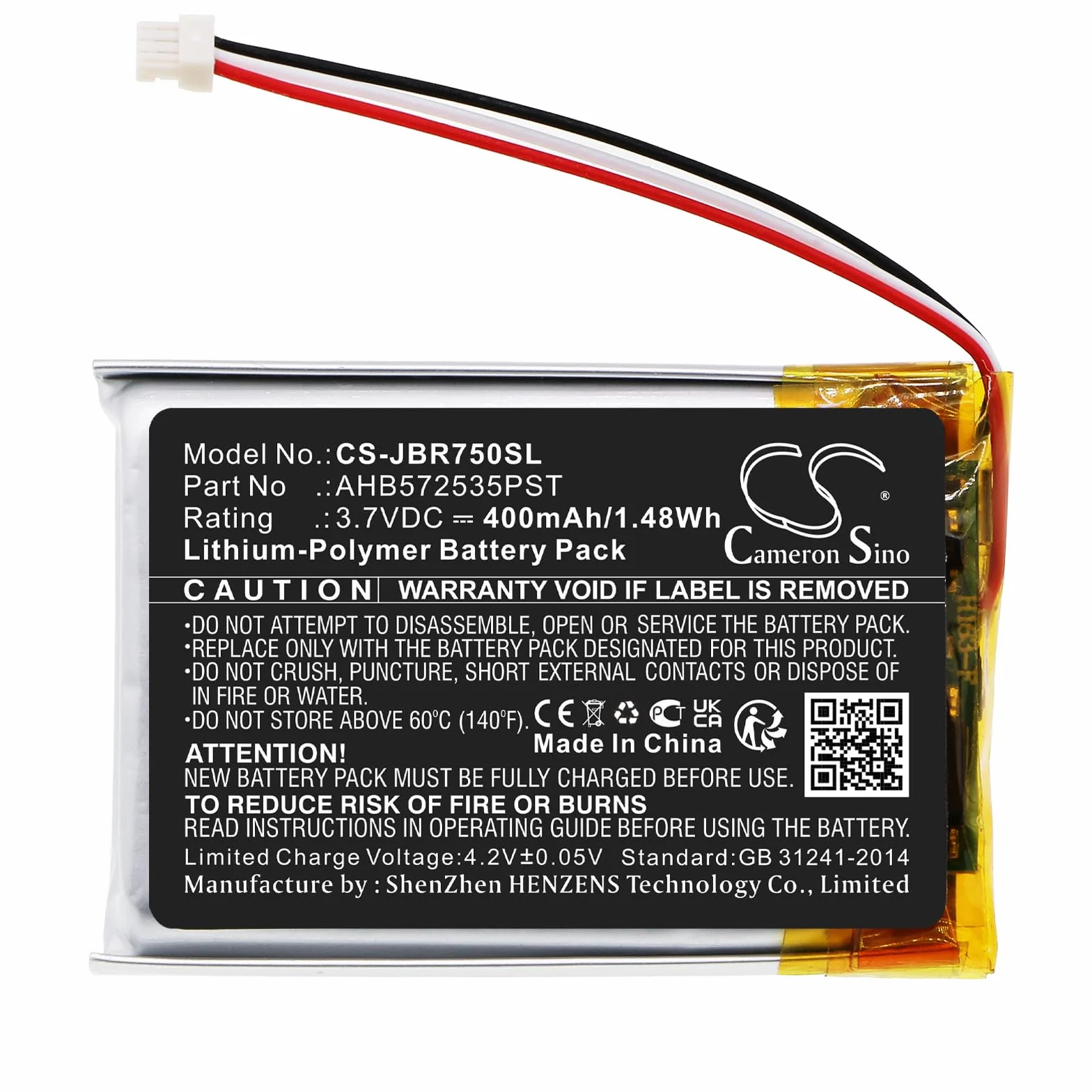 TECHTEK Bateria 400mAh kompatybilny z [Jabra] Evolve 75 zastępuje AHB572535PST FBA