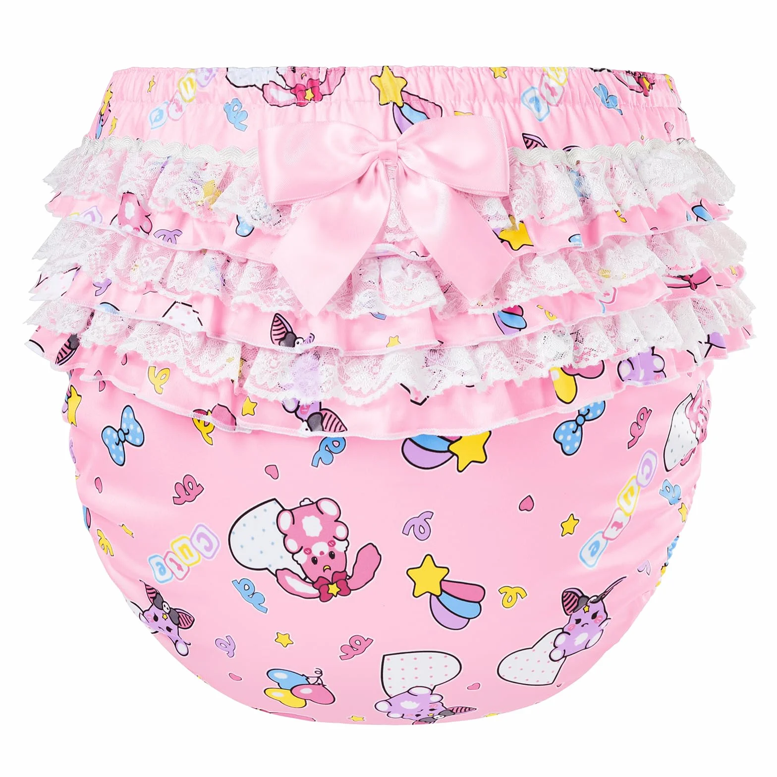 LittleForBig Jedwabista wodoszczelna z koronką kokardka Baby Usagi & Bella różowa rozmiar M