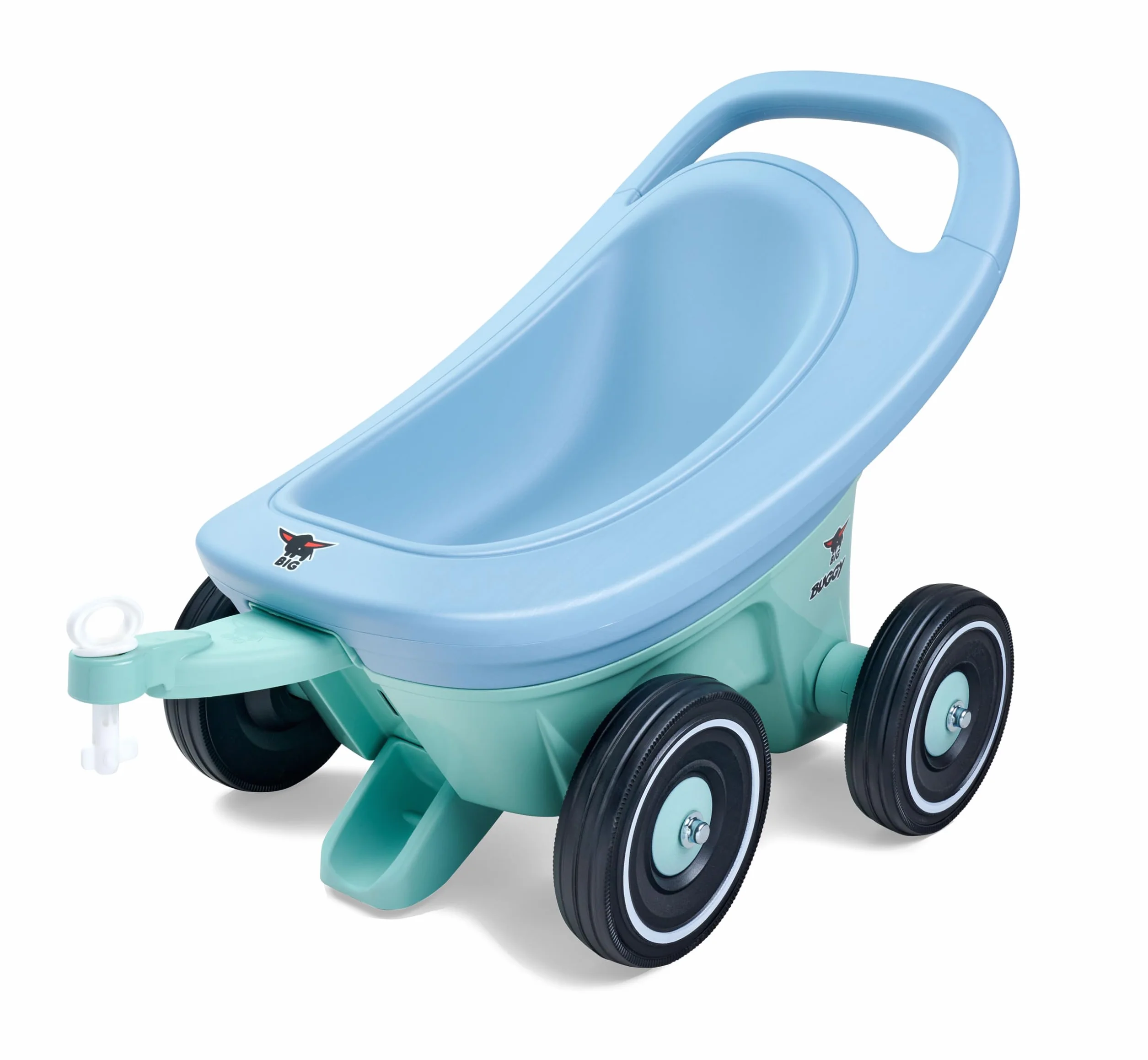 Big Buggy 3 w 1 wózek do nauki chodzenia z regulowaną funkcją hamowania, niebiesko-turkusowy