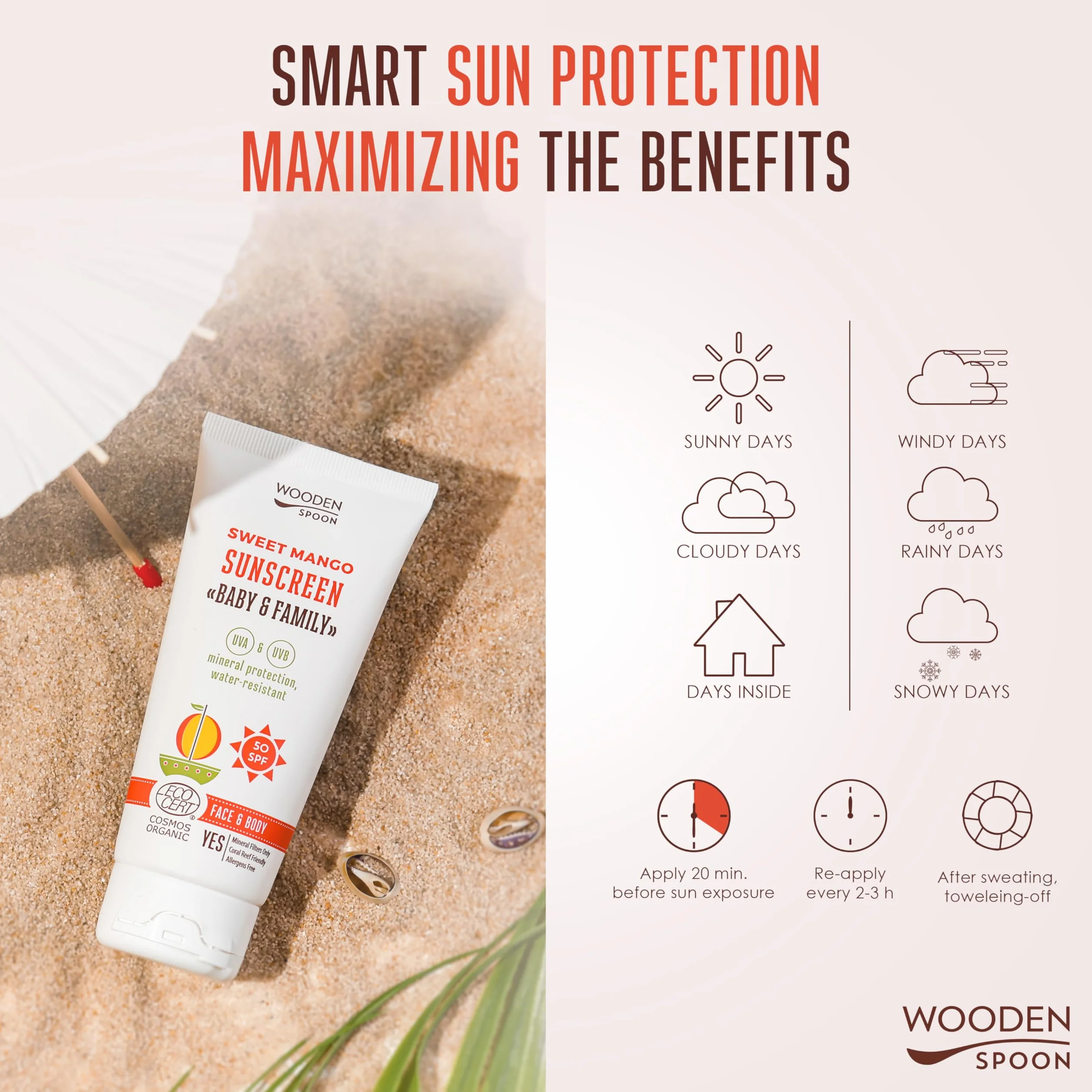 Organiczny krem przeciwsłoneczny Baby & Familie SPF 50 UVA UVB słodkie mango 150 ml