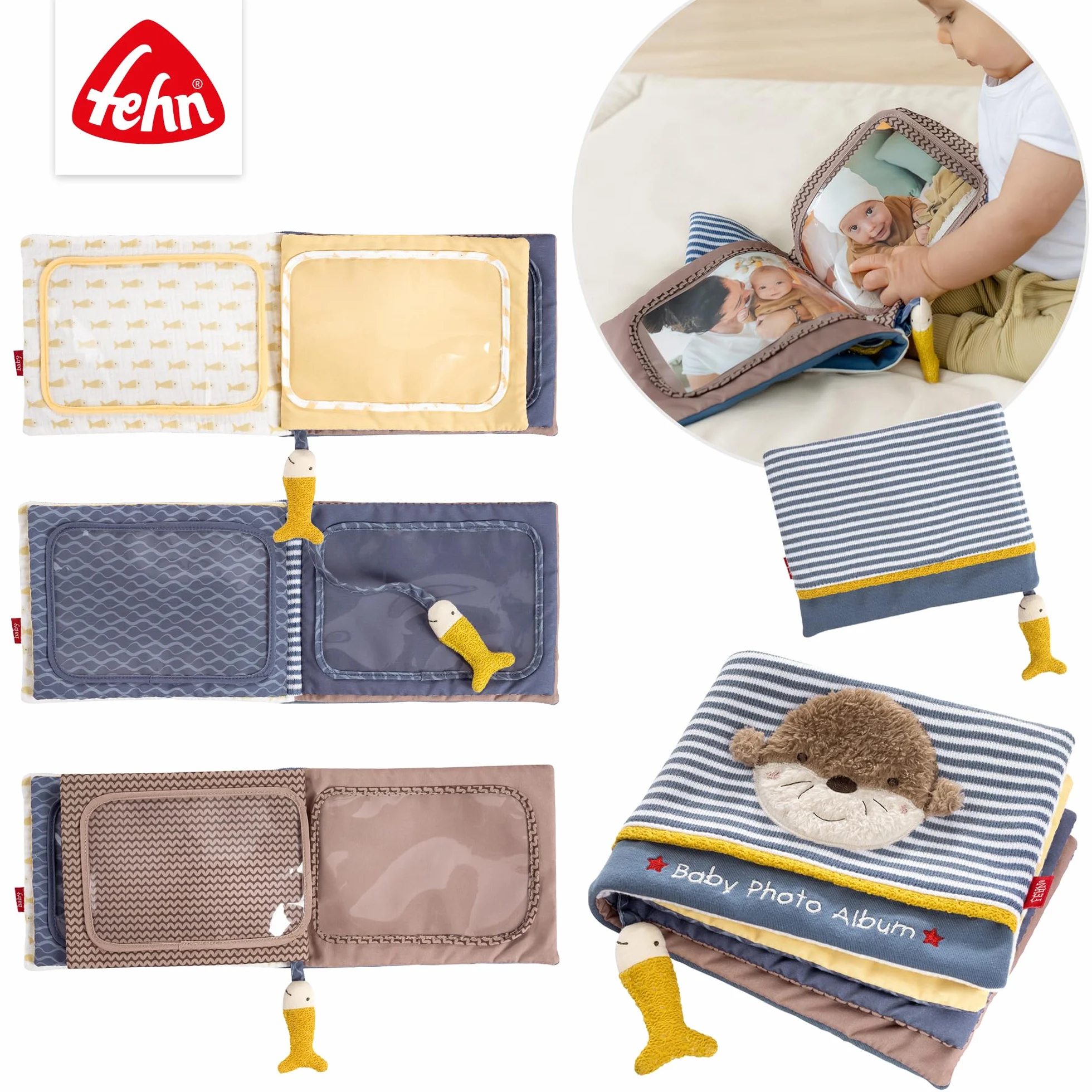 Fehn album fotograficzny Wydra – odkryj, badaj, poczuj się: z albumem fotograficznym z materiału można w zabawny sposób zapamiętać twarze i nauczyć się imion, dla niemowląt i małych dzieci od 0+ miesięcy