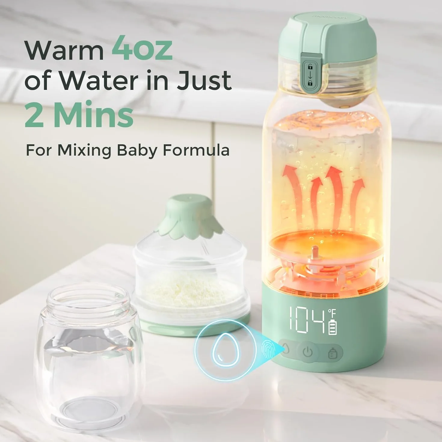 Momcozy Przenośny Podgrzewacz Do Butelek Bezprzewodowy, 2 Tryby Grzania, 500 Ml