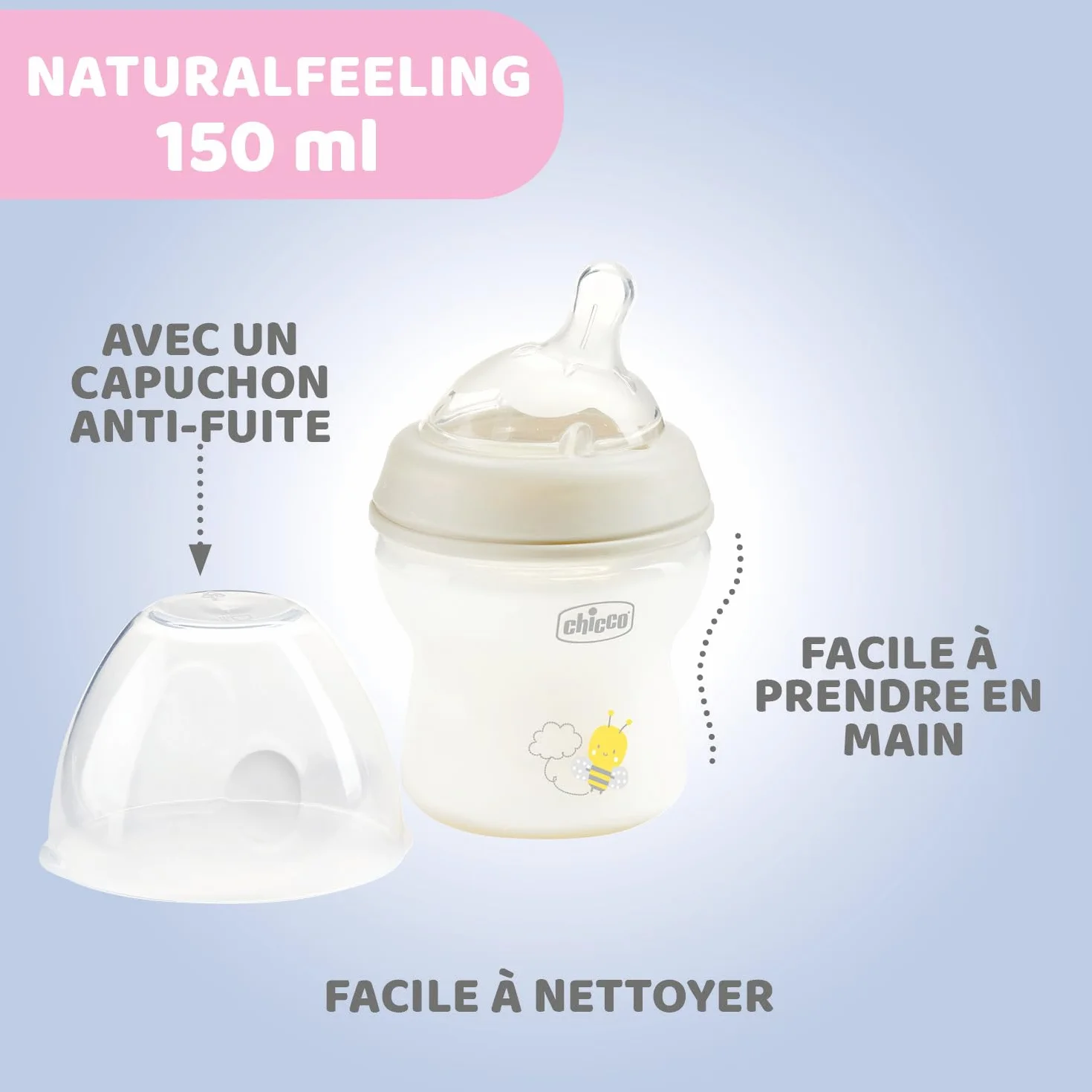 Chicco Butelka Natural Feeling Antykolkowa 150 ml dla Niemowląt 0+ miesięcy