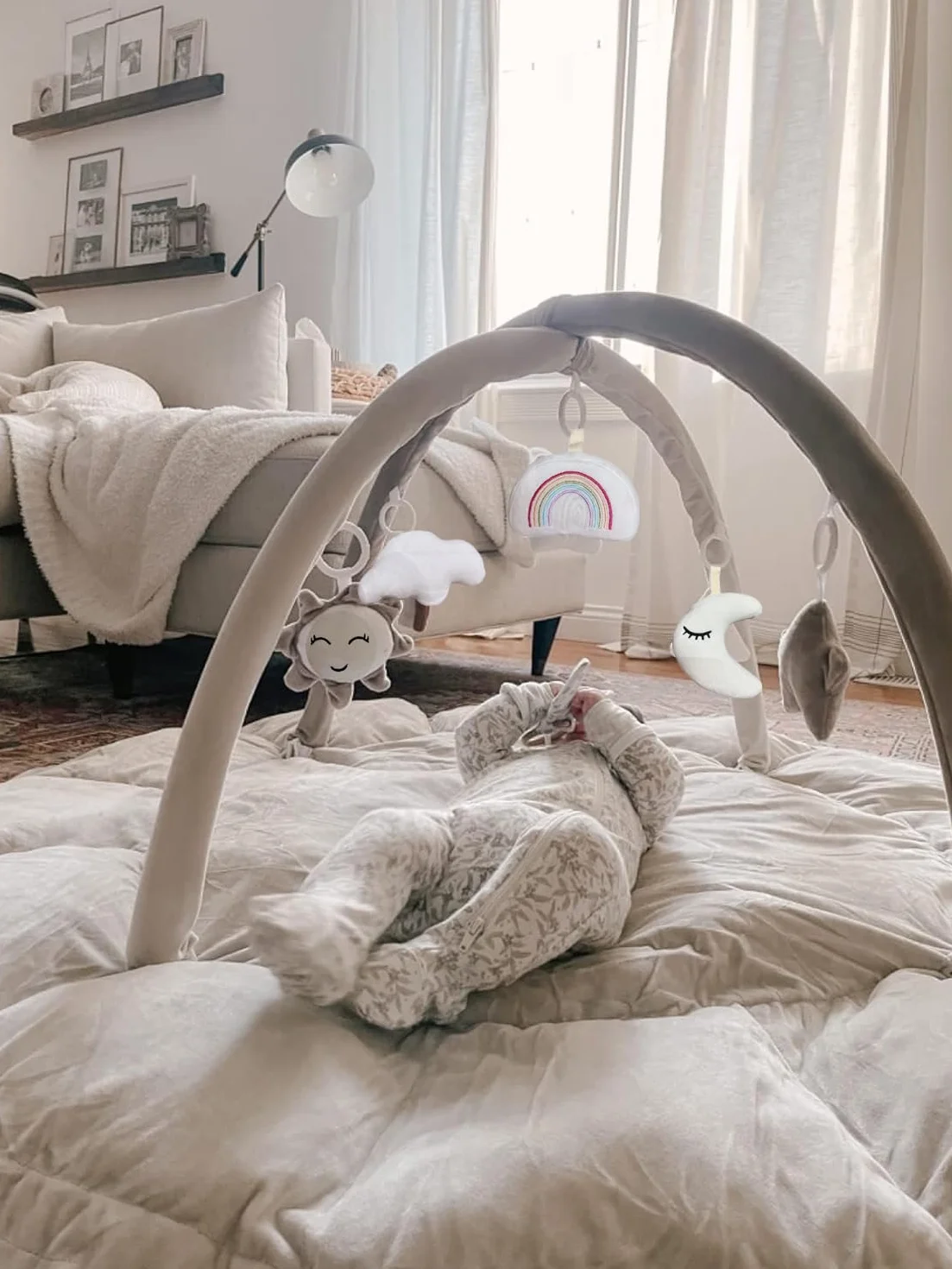 5 w 1 Siłownia Noworodka Wielofunkcyjna,Siłownia dla niemowląt z 5 zabawkami,Mata do zabawy dla dzieci Ewolucyjna siłownia Noworodka Siłownia Dzieci Tummy Time,Antypoślizgowa Zagęszczona
