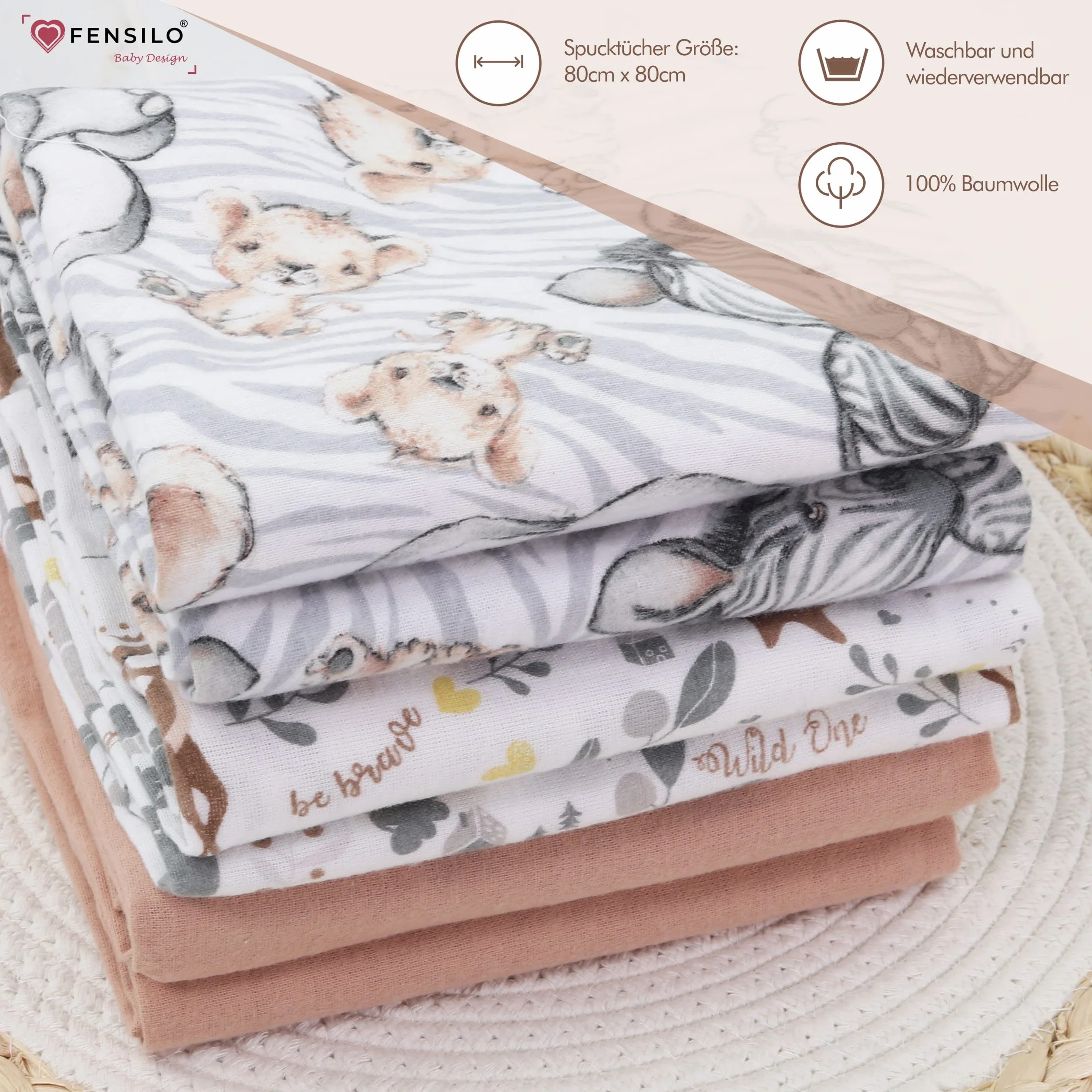 Chusteczki Molton 5 szt. 80x80 cm 100% bawełna flanelowe pieluchy dla dziecka