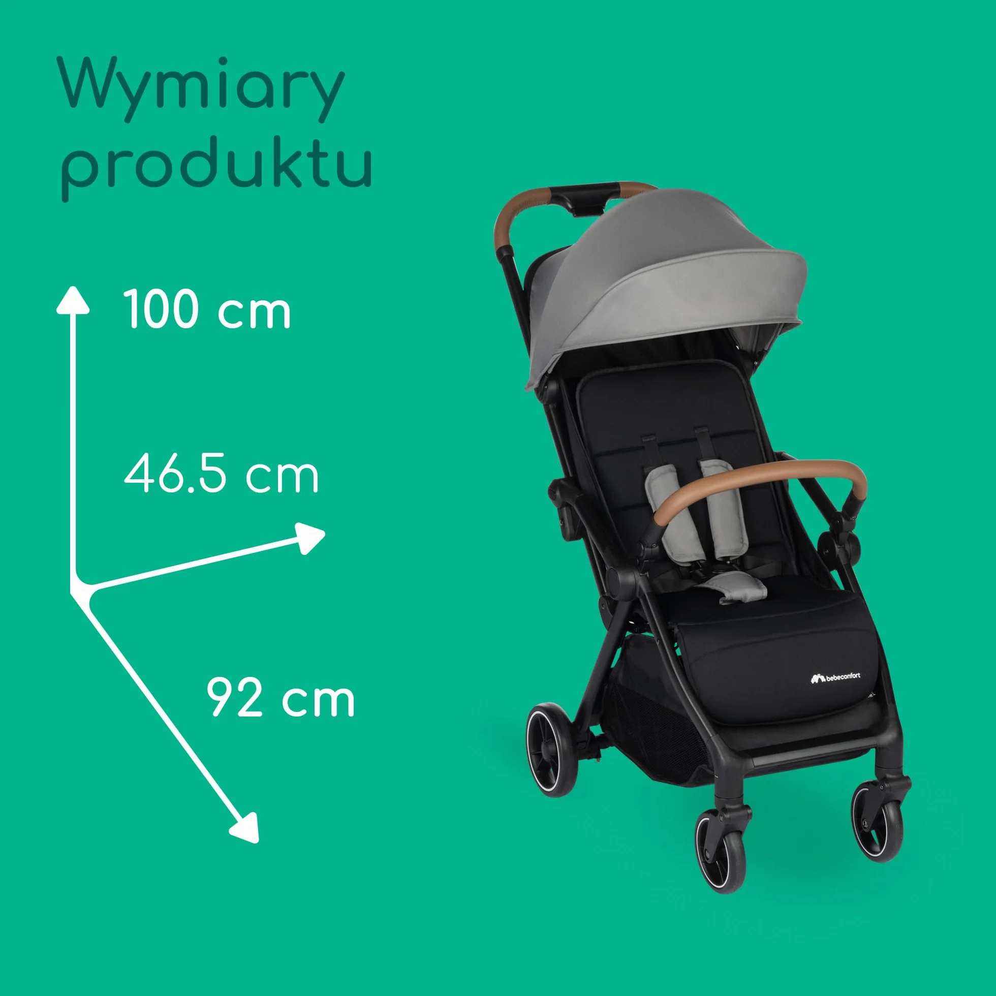 Bebeconfort Sunlite, wózek dziecięcy, 0 – 4 lata (do 22 kg), lekki wózek (7,2 kg), ułożenie na płasko, wózek kompaktowy, rozkładanie jedną ręką, obszerny kosz (5 kg), Tinted Grey