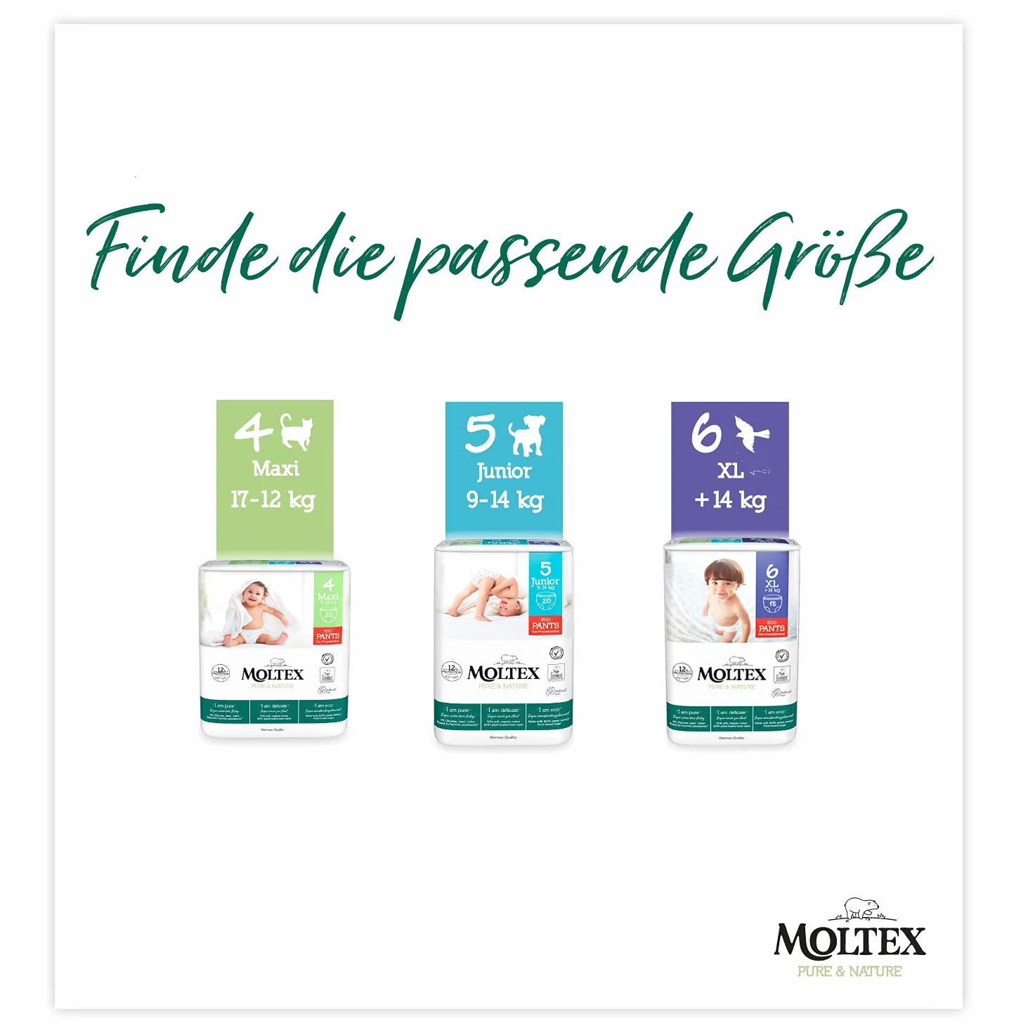 Moltex Pure & Nature Eco Pants Rozmiar 6 (+14 kg) - 72 Spodnie (4 torby po 18 sztuk)