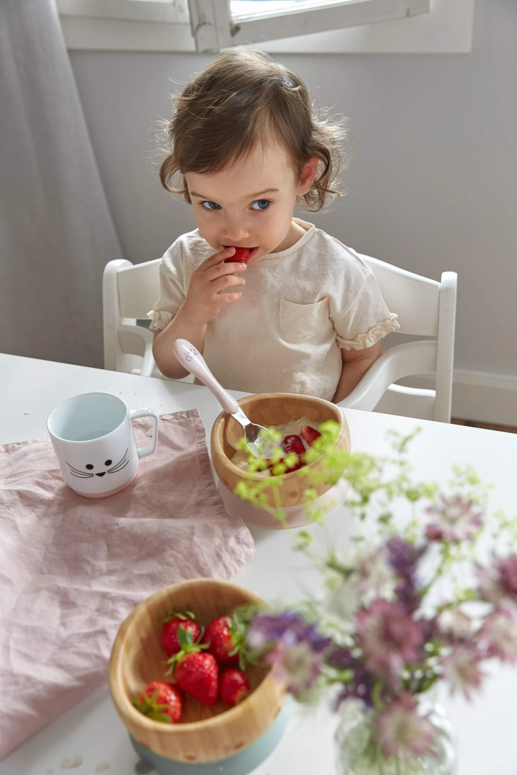 LÄSSIG Miska dla dzieci bambus/drewno z przyssawką silikonową Little Chums Mouse