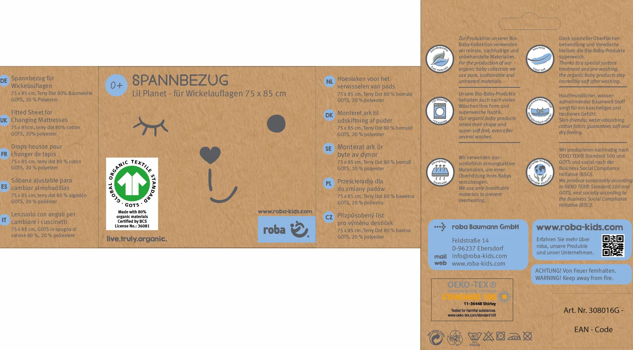 roba organic Pokrowiec na Mata do Przewijania Lil Planet 75 x 85 cm Zdejmowany organiczna bawełna GOTS Różowy Mauve