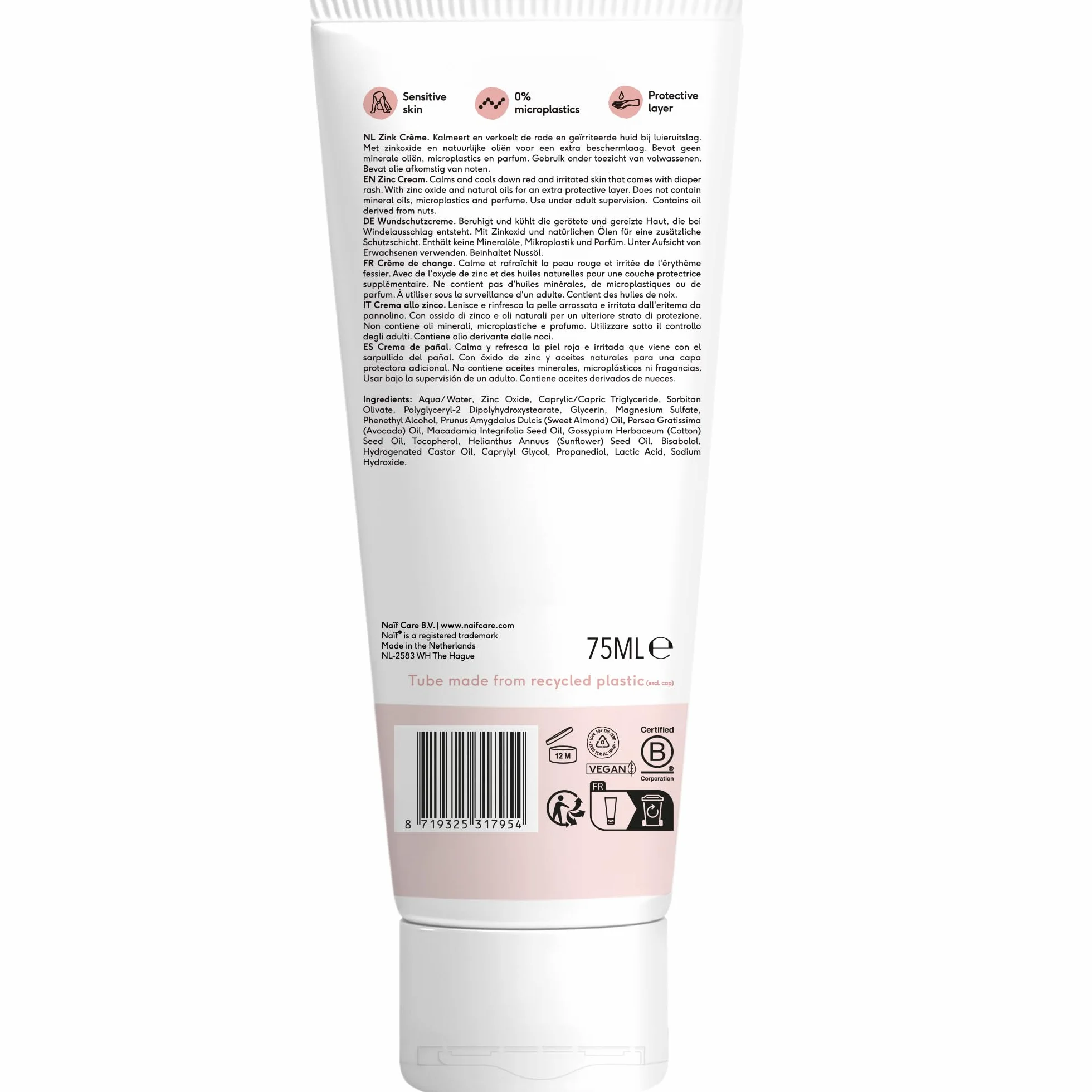 Naïf Krem na pieluchy 75 ml dla niemowląt naturalne składniki